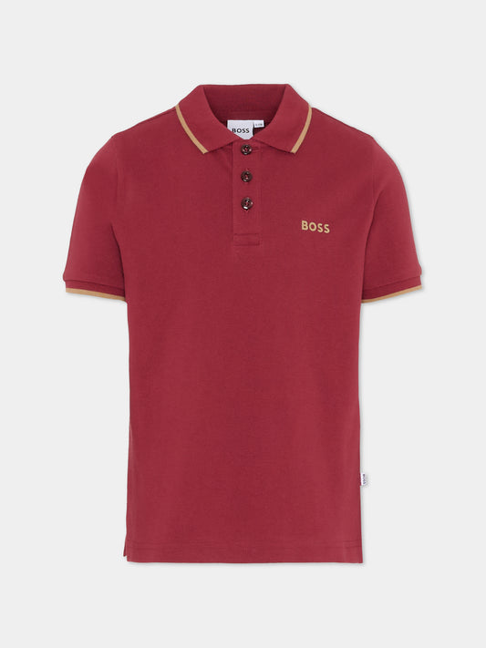 Polo bordeaux per bambino con logo,Boss,J51163 95L