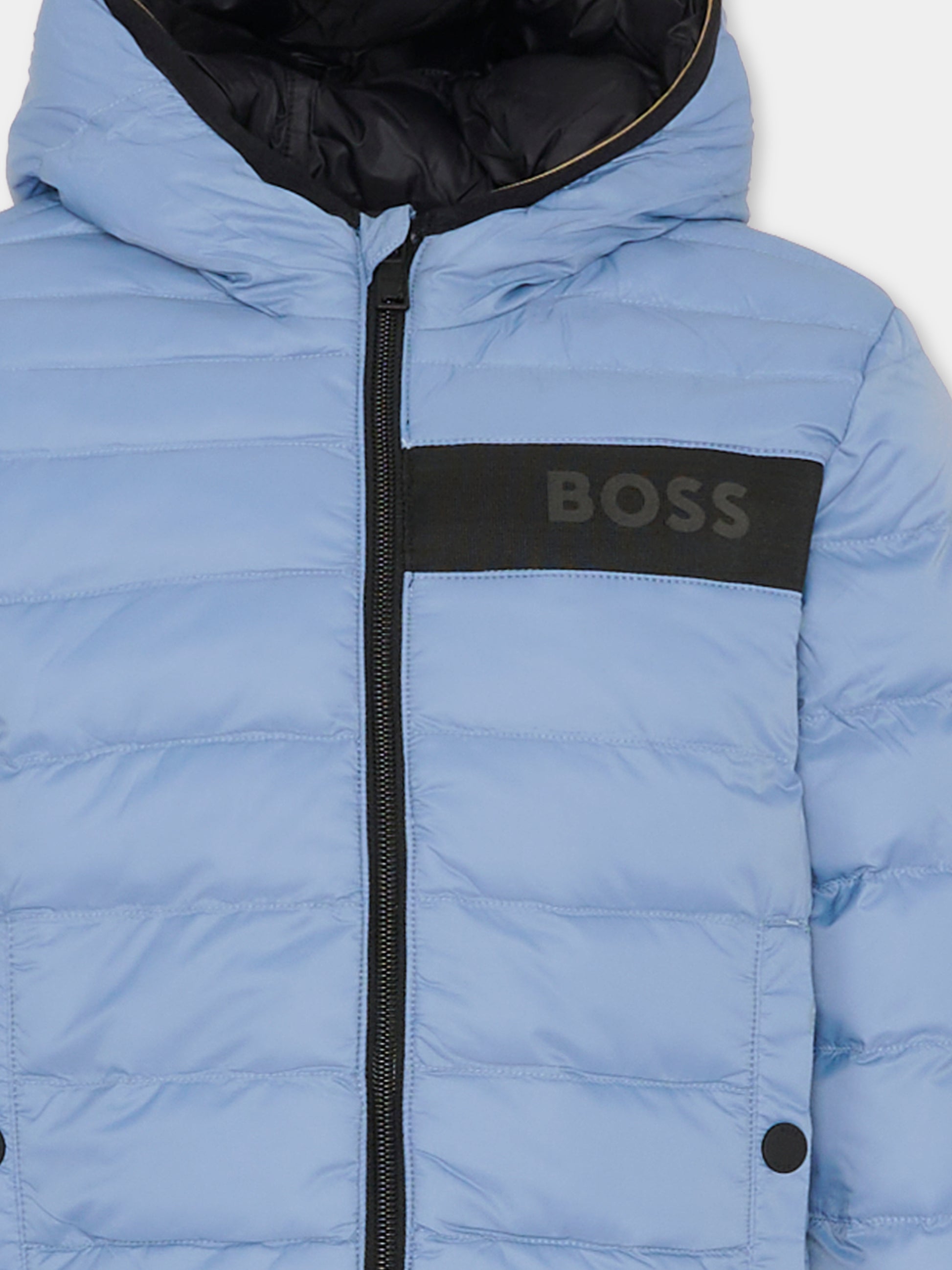 Piumino blu reversibile per bambino con logo,Boss,J51235 049