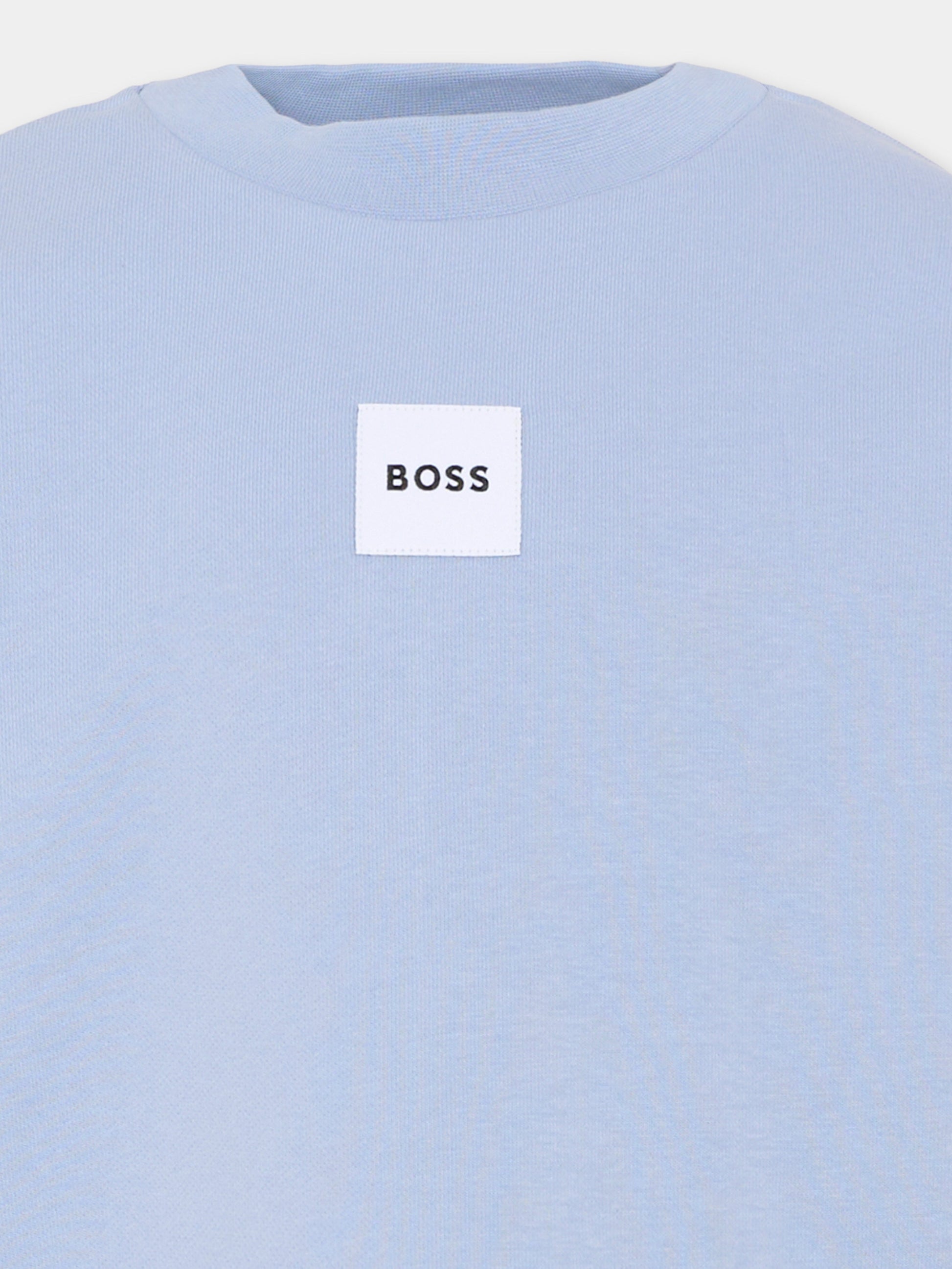 Felpa azzurra per bambino con logo,Boss,J52965 057