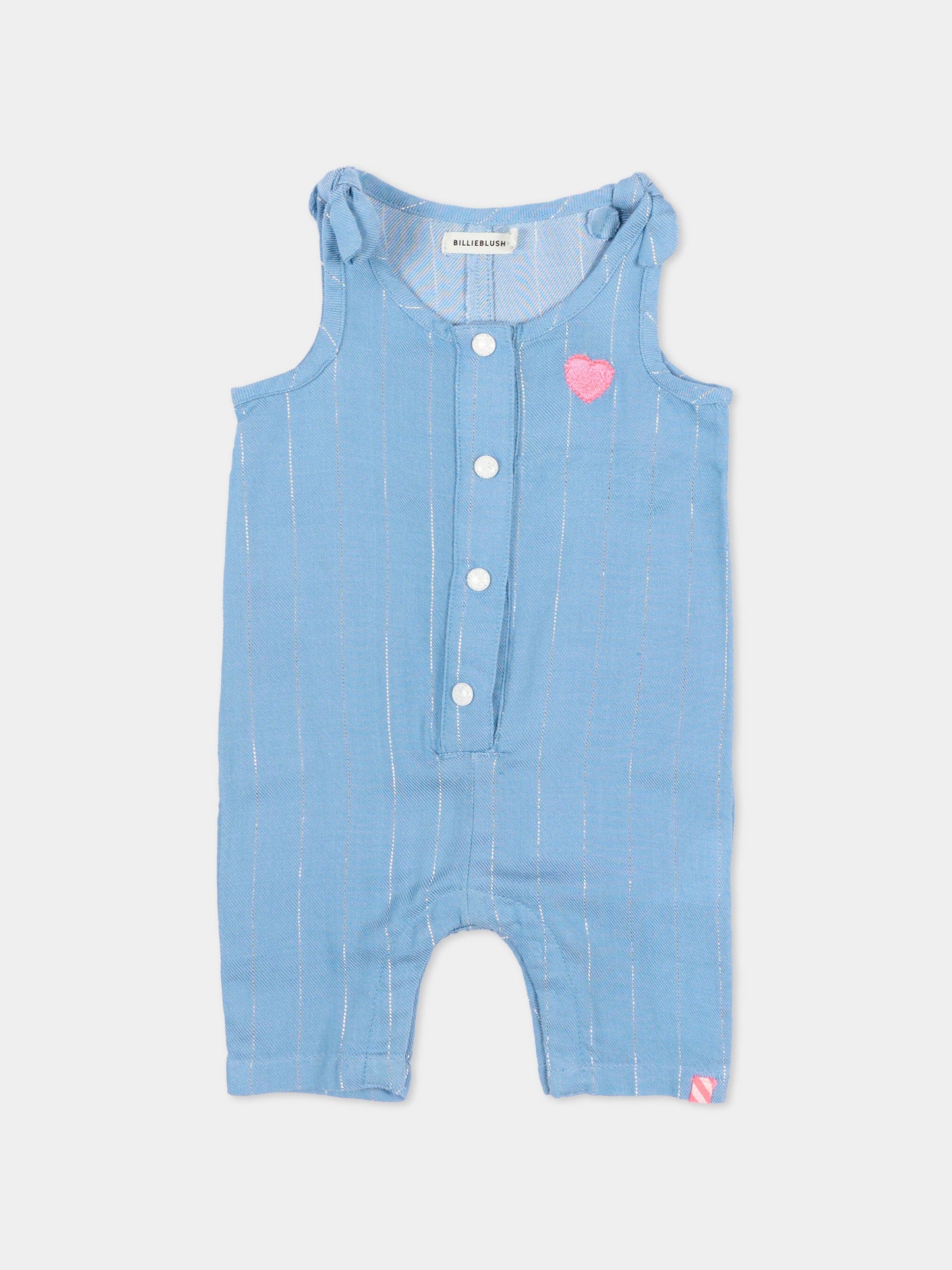Lurex striped blue romper for Baby Girl