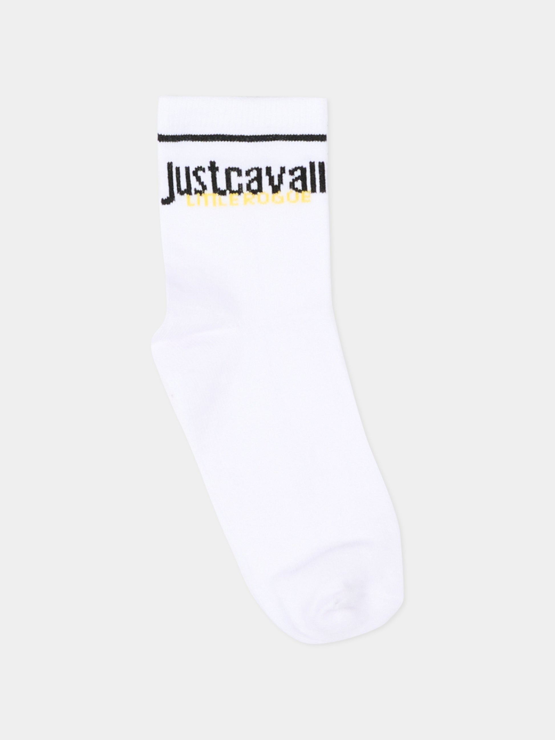 Calzini bianchi per bambini con logo,Just Cavalli Kids,JBP26007CZ WHITE