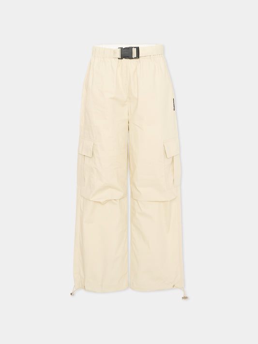 Pantaloni beige per bambino con patch logo,Just Cavalli Kids,JBP26119PA BEIGE CASTLE WALL