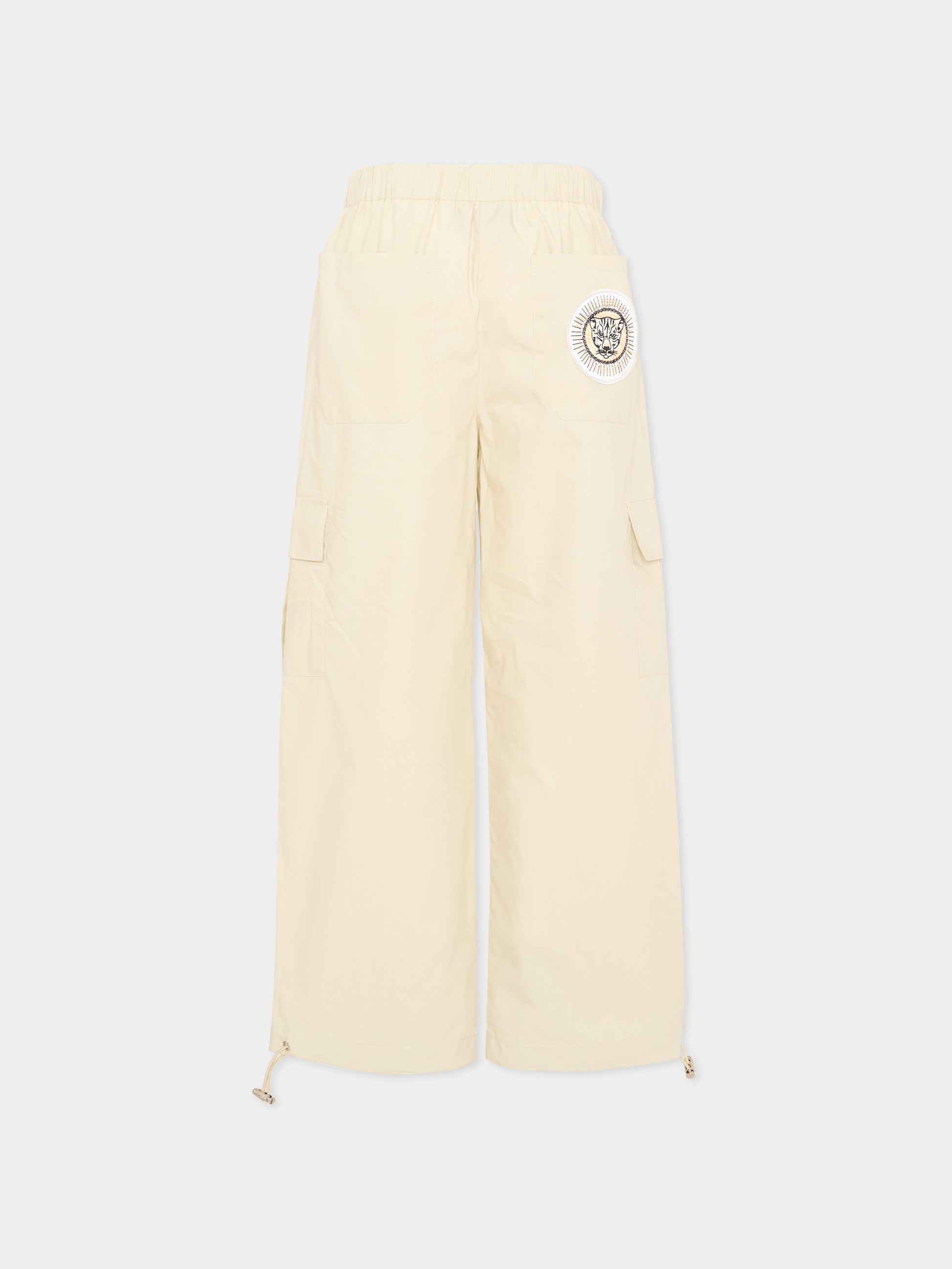 Pantaloni beige per bambino con patch logo,Just Cavalli Kids,JBP26119PA BEIGE CASTLE WALL