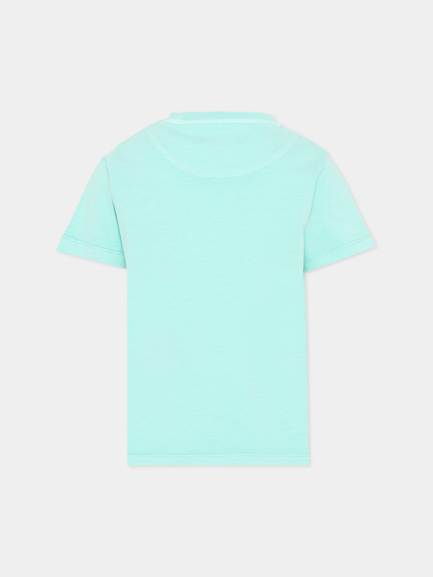 T-shirt verde per bambino con logo,Just Cavalli Kids,JBP26183TS GREEN OCEAN WAVE