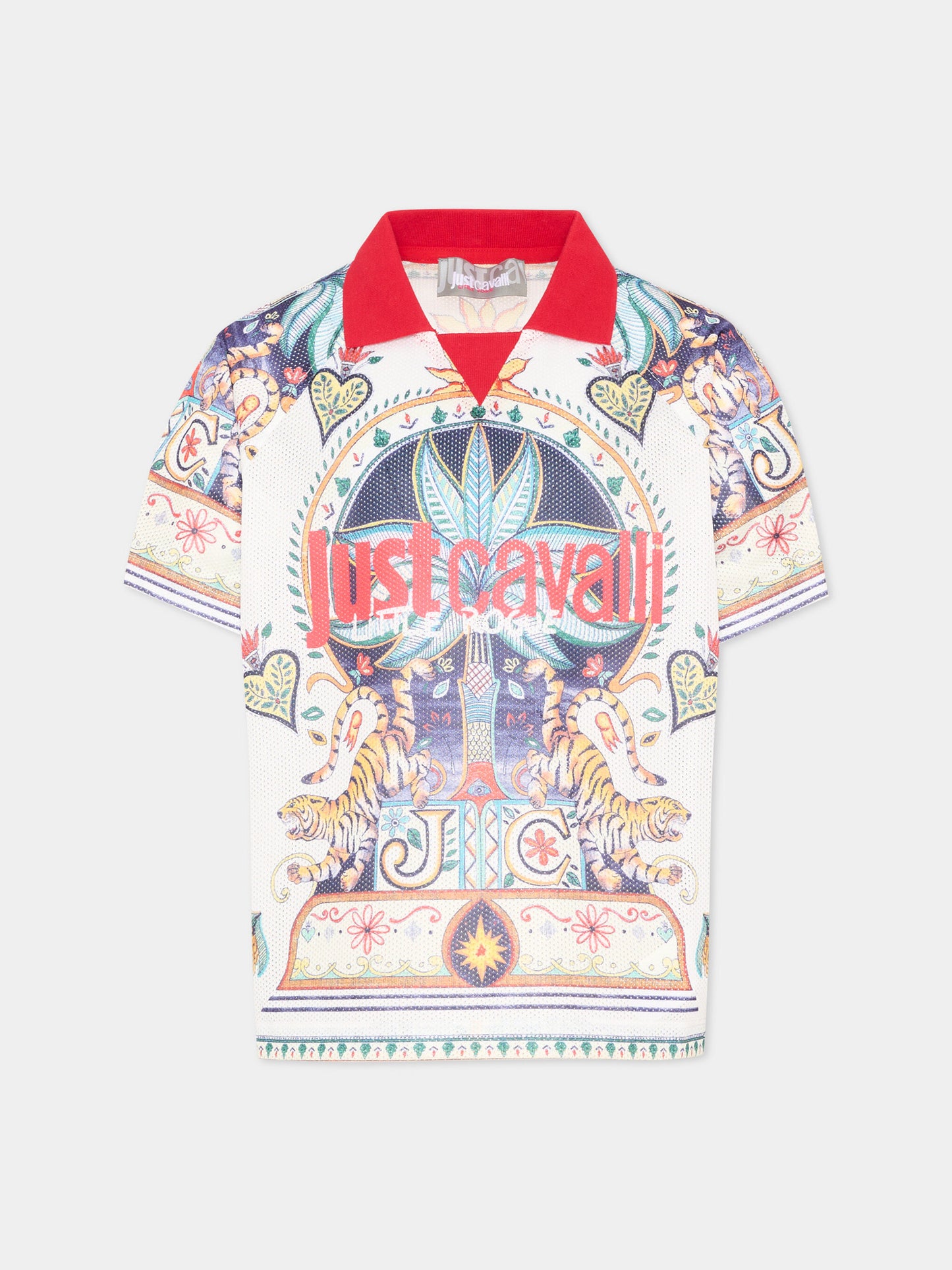 Polo multicolor per bambino con logo,Just Cavalli Kids,JGP26106PO PALM PRISTINE