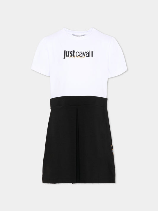 Vestito bianco per bambina con logo,Just Cavalli Kids,JGP26161VE WHITE