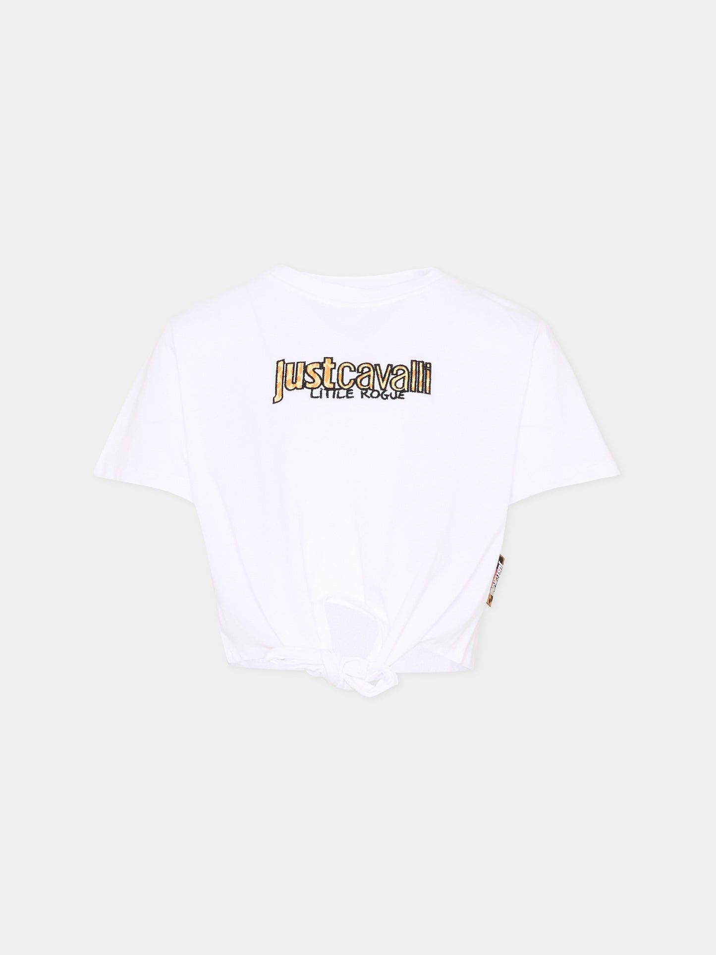 T-Shirt bianca per bambina con logo,Just Cavalli Kids,JGP26163TS WHITE