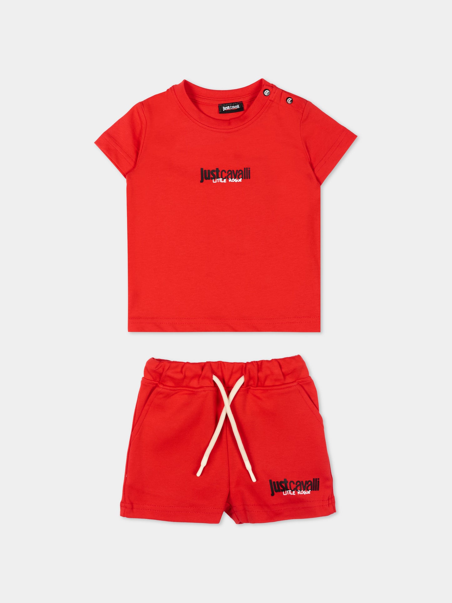 Completo sportivo rosso per neonato con logo,Just Cavalli Kids,JIP26044CJ RED FLAME SCARLAT
