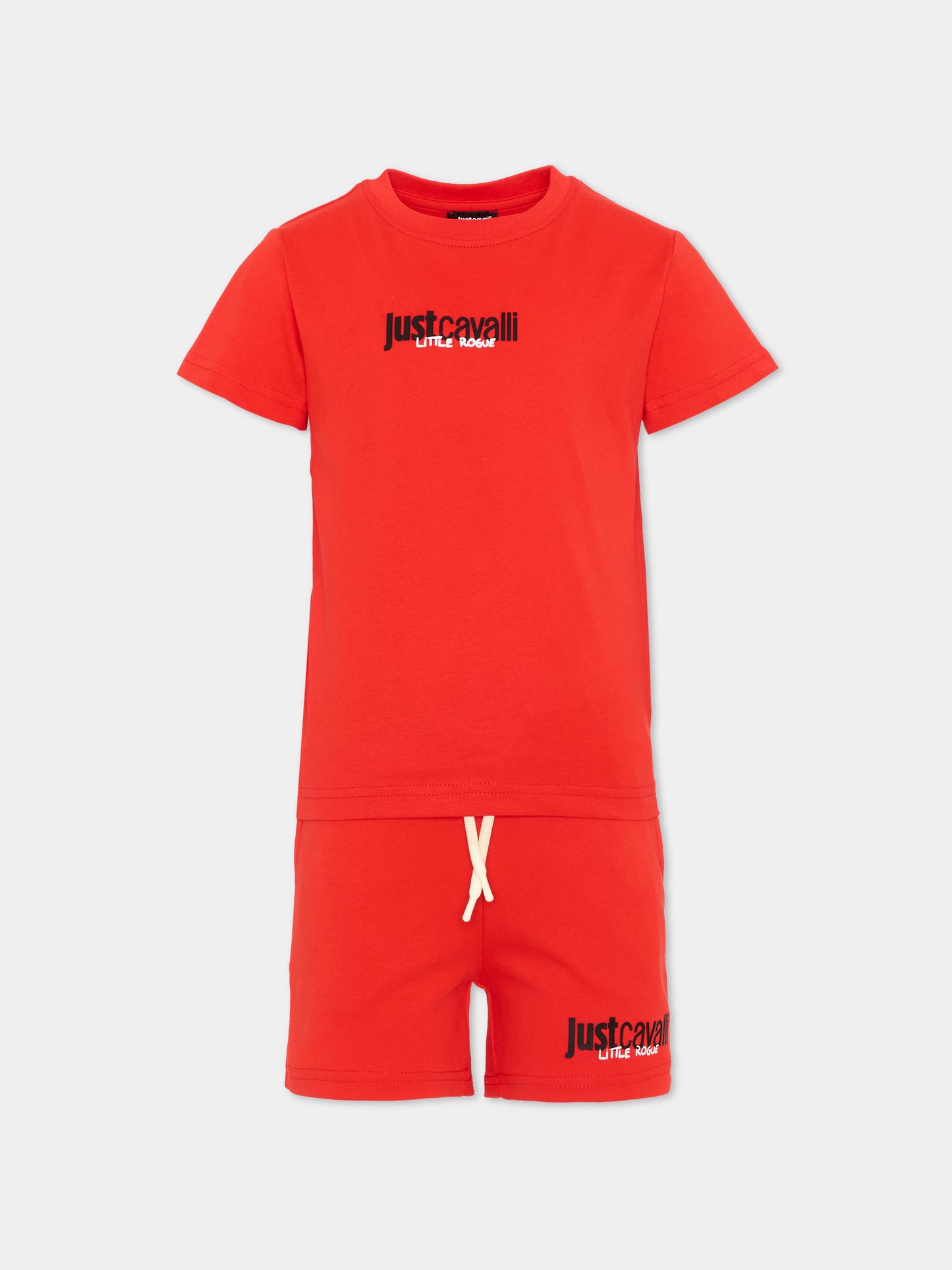 Completo sportivo rosso per bambino con logo,Just Cavalli Kids,JIP26044CJ RED FLAME SCARLAT