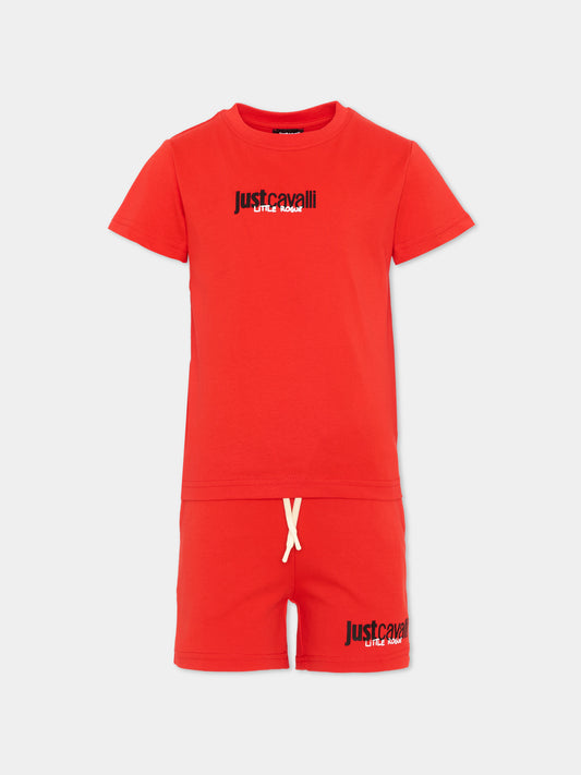 Completo sportivo rosso per bambino con logo,Just Cavalli Kids,JIP26044CJ RED FLAME SCARLAT