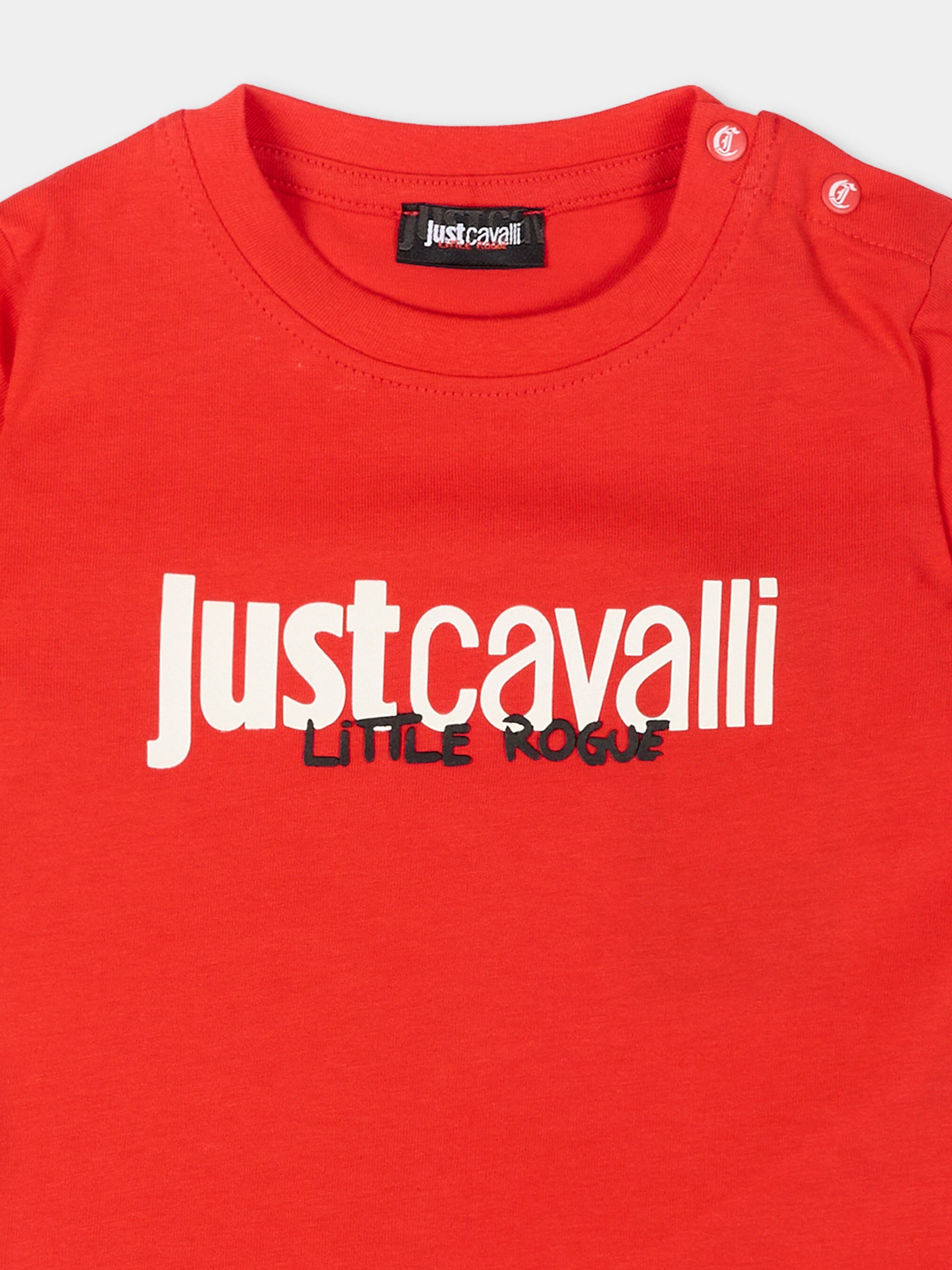 T-Shirt rossa per neonato con logo,Just Cavalli Kids,JIP26047TS RED FLAME SCARLAT