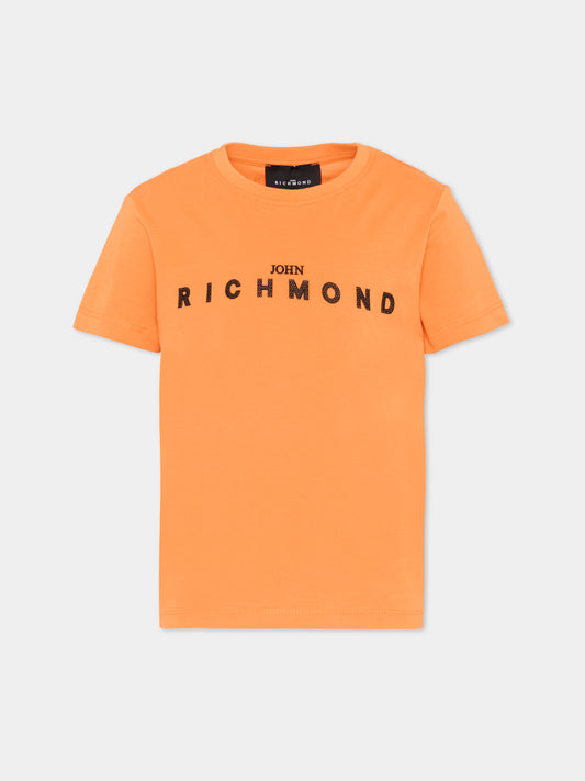 T-Shirt arancione per bambini con logo,Richmond,RBP26008TS ORANGE PEEL