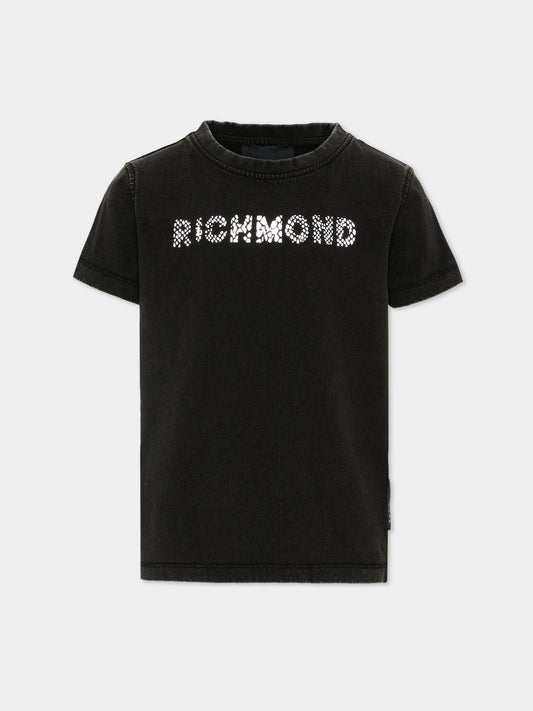 T-Shirt nera per bambino con logo,Richmond,RBP26178TS BLACK