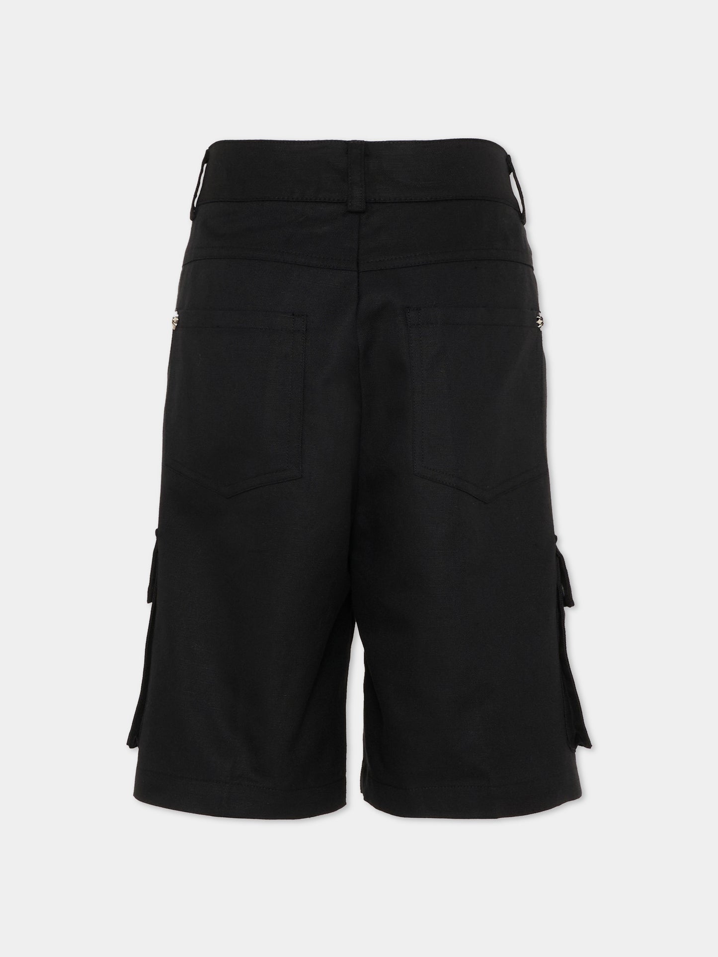 Shorts nero cargo per bambino con logo,Richmond,RBP26046BE BLACK
