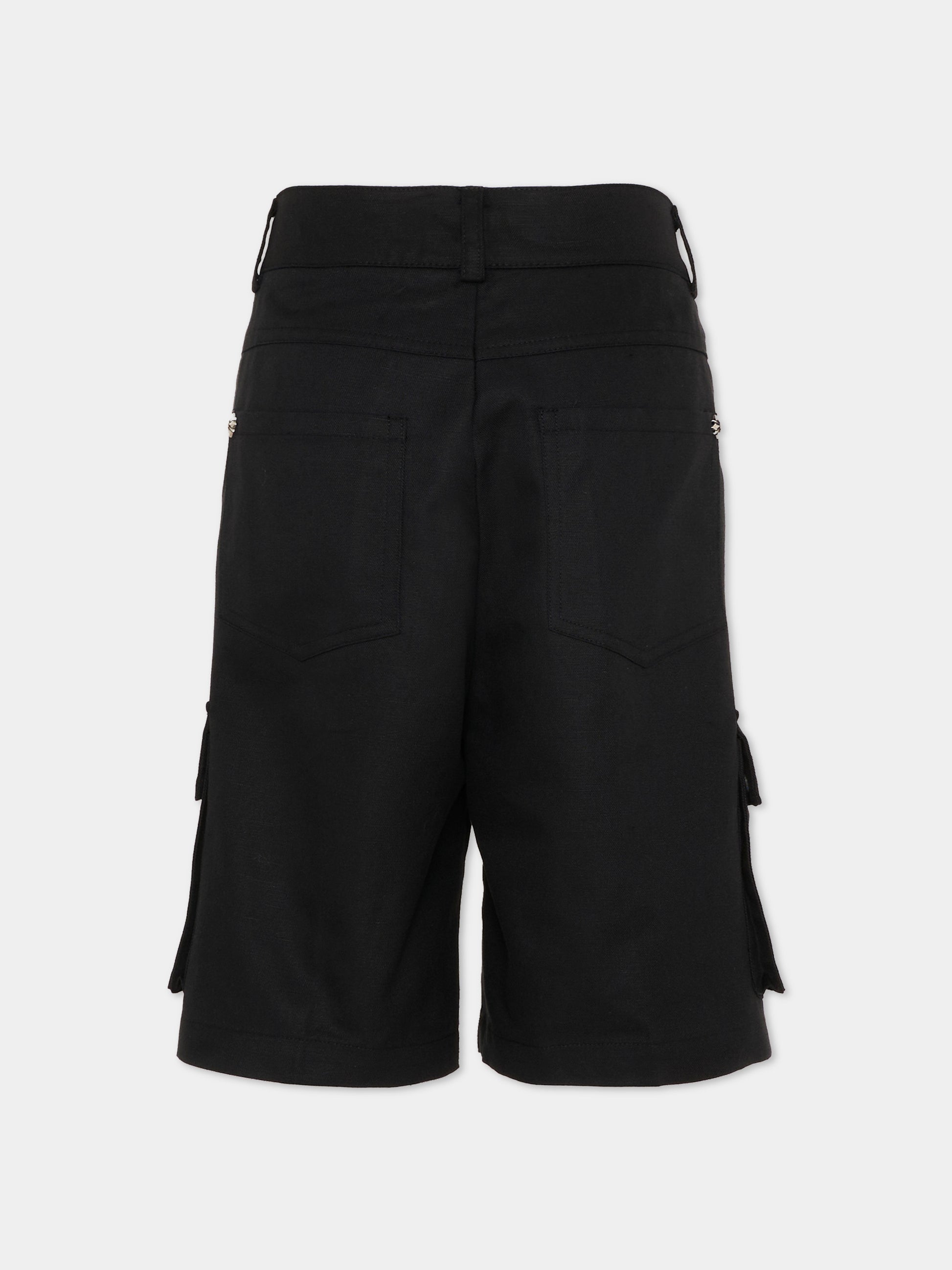 Shorts nero cargo per bambino con logo,Richmond,RBP26046BE BLACK