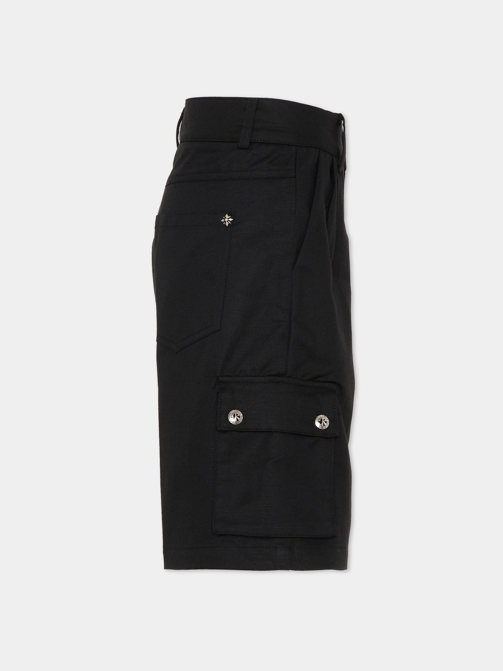 Shorts nero cargo per bambino con logo,Richmond,RBP26046BE BLACK