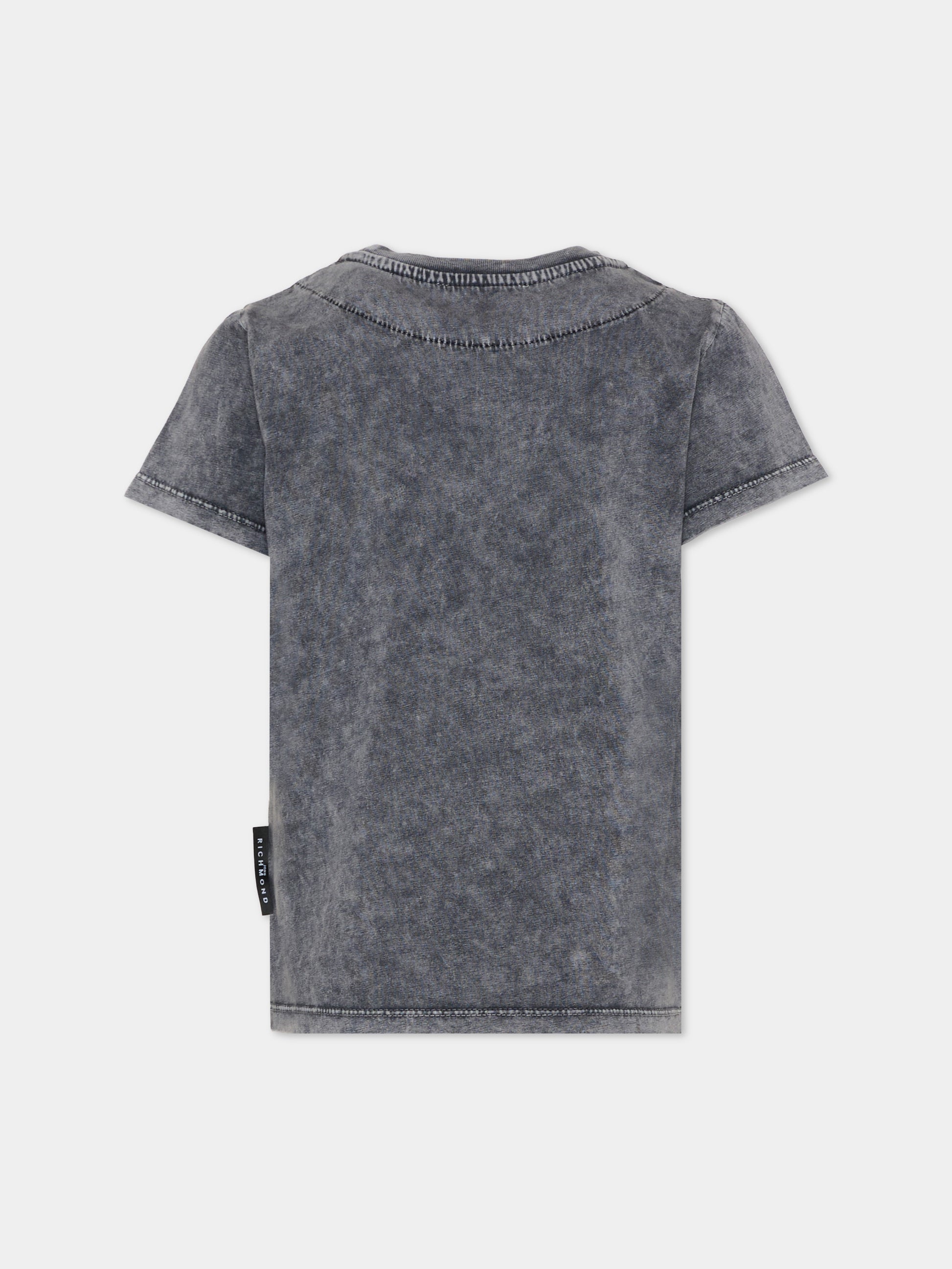 T-Shirt nera per bambino logo,Richmond,RBP26175TS BLACK