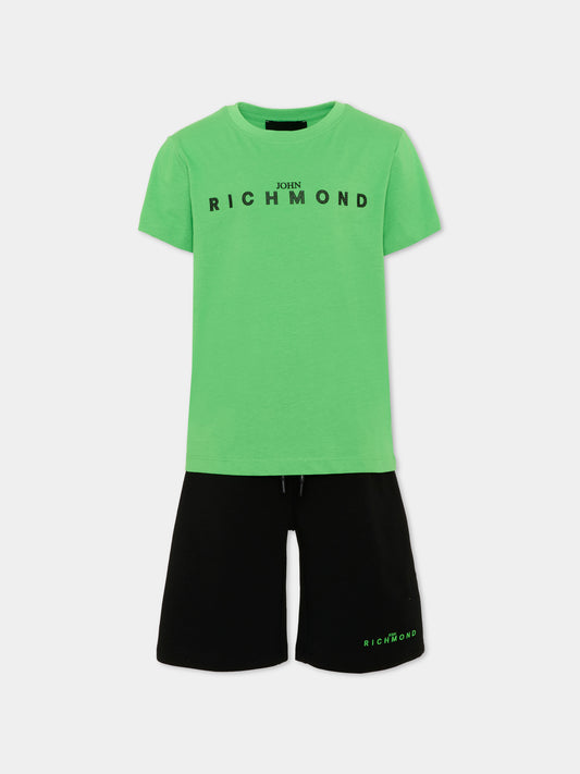 Completo sportivo verde per bambino con logo,Richmond,RBP26018CJ GREEN VIBRANT