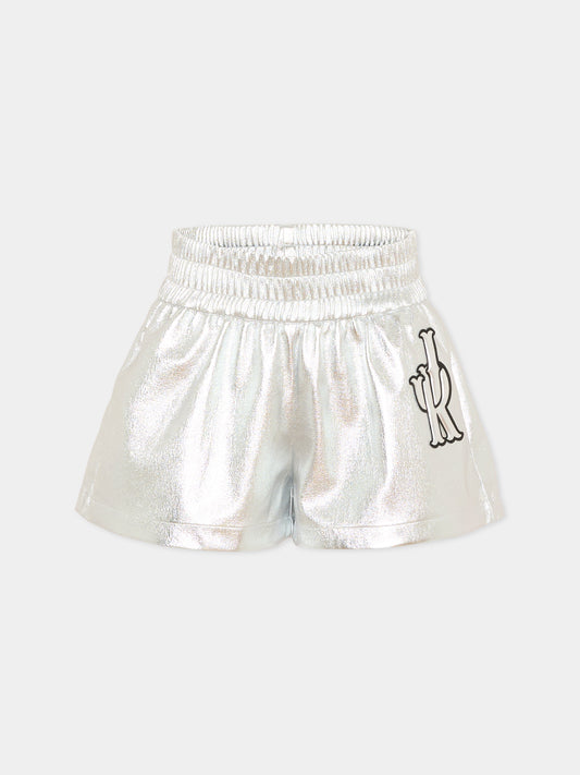 Shorts argento per bambina con logo,Richmond,RGP26044SH SILVER