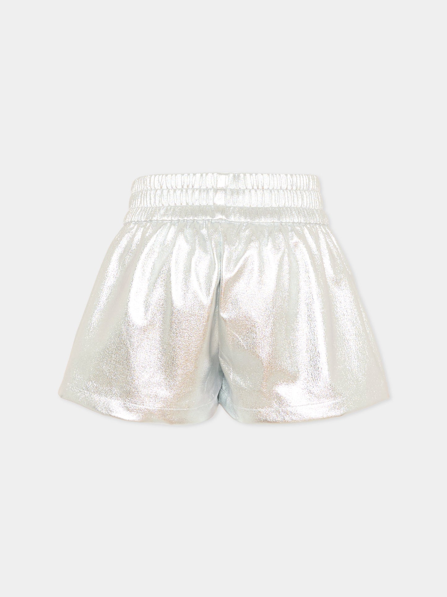 Shorts argento per bambina con logo,Richmond,RGP26044SH SILVER