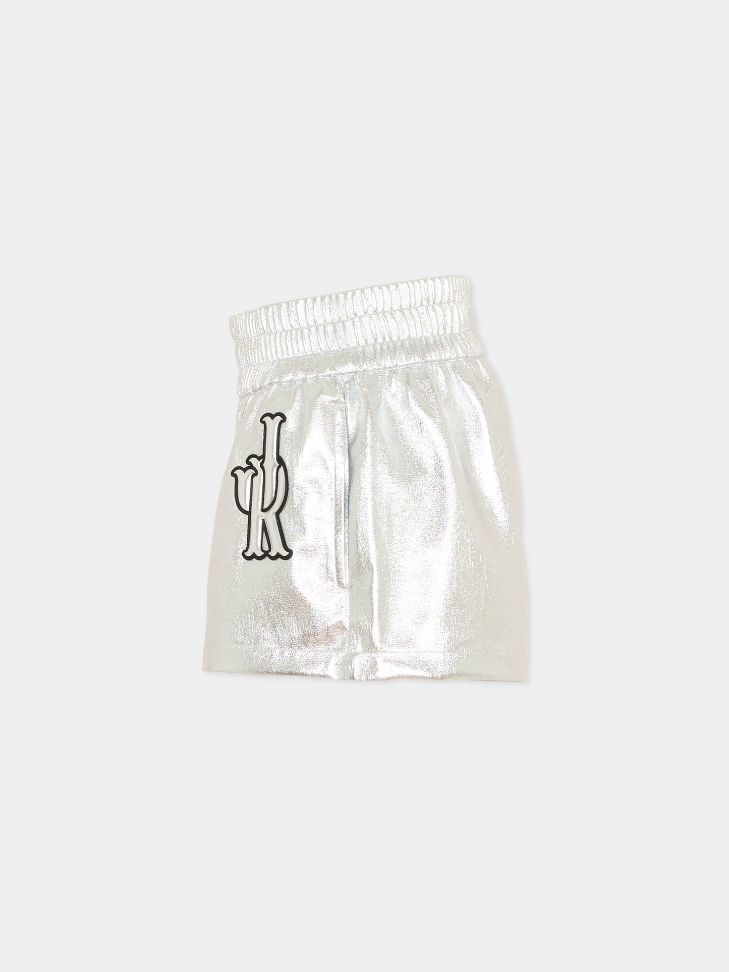Shorts argento per bambina con logo,Richmond,RGP26044SH SILVER