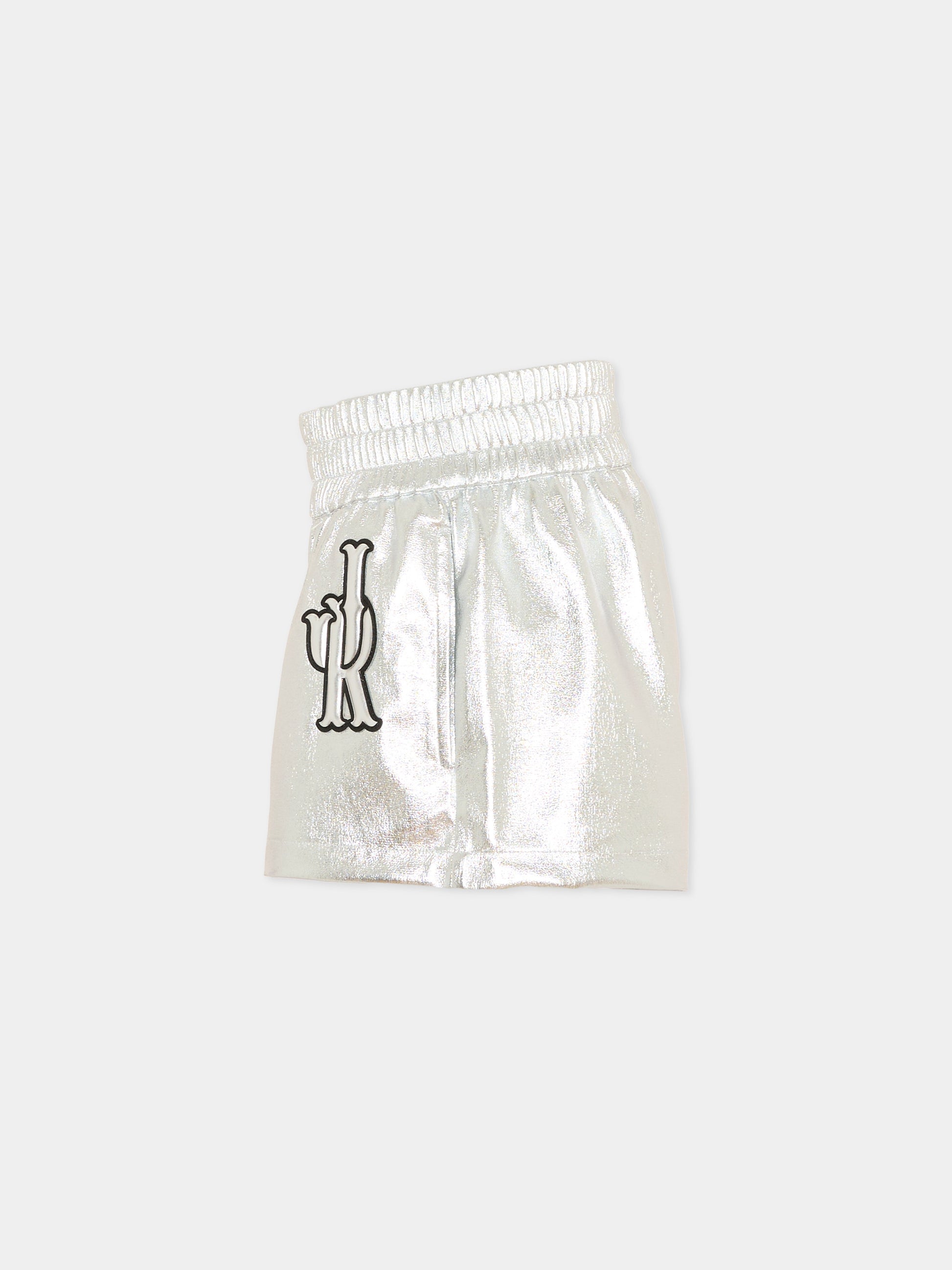 Shorts argento per bambina con logo,Richmond,RGP26044SH SILVER