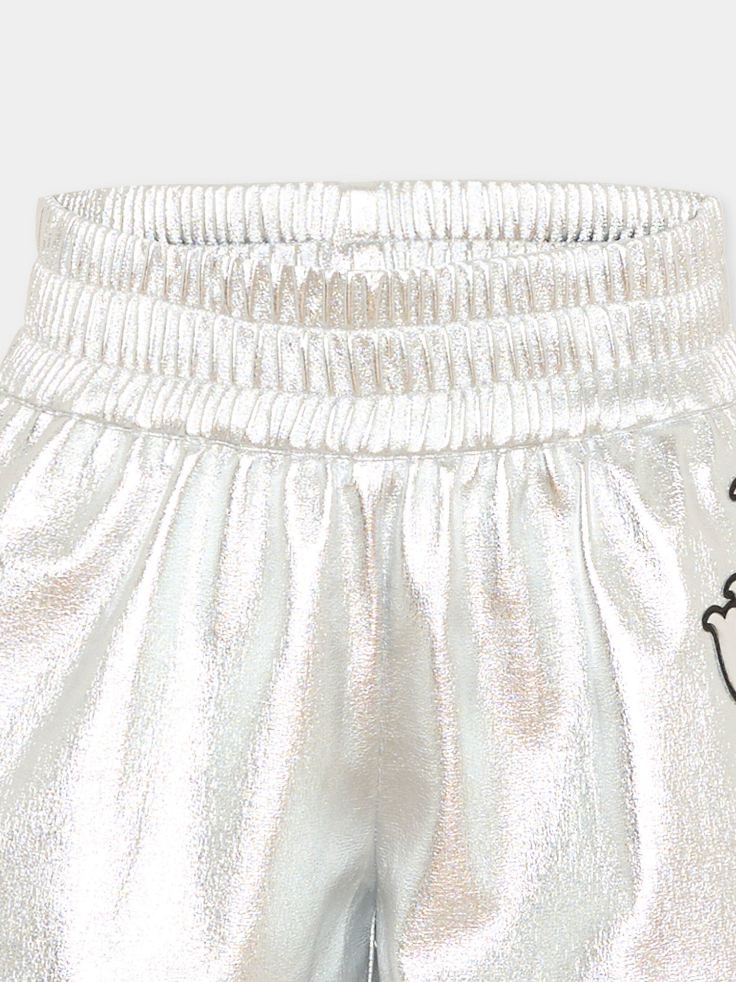 Shorts argento per bambina con logo,Richmond,RGP26044SH SILVER
