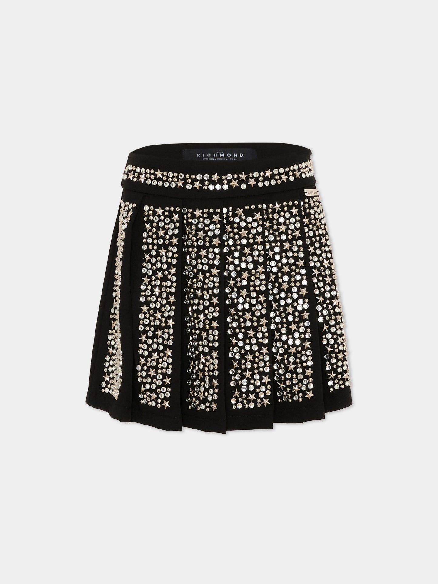 Gonna nera per bambina con borchie,Richmond,RGP26115GO BLACK