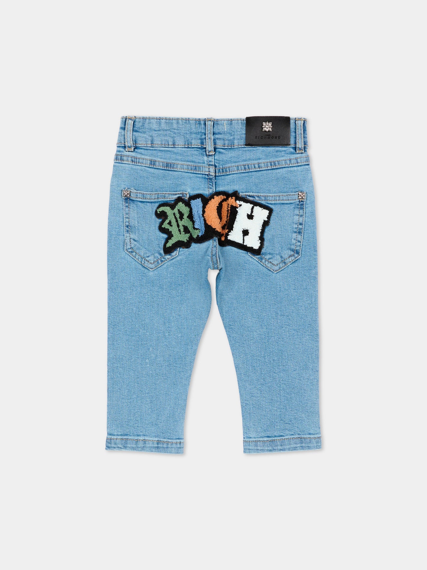 Jeans denim per neonato con ricamo,Richmond,RIP26106JE DENIM BLUE LIGHT