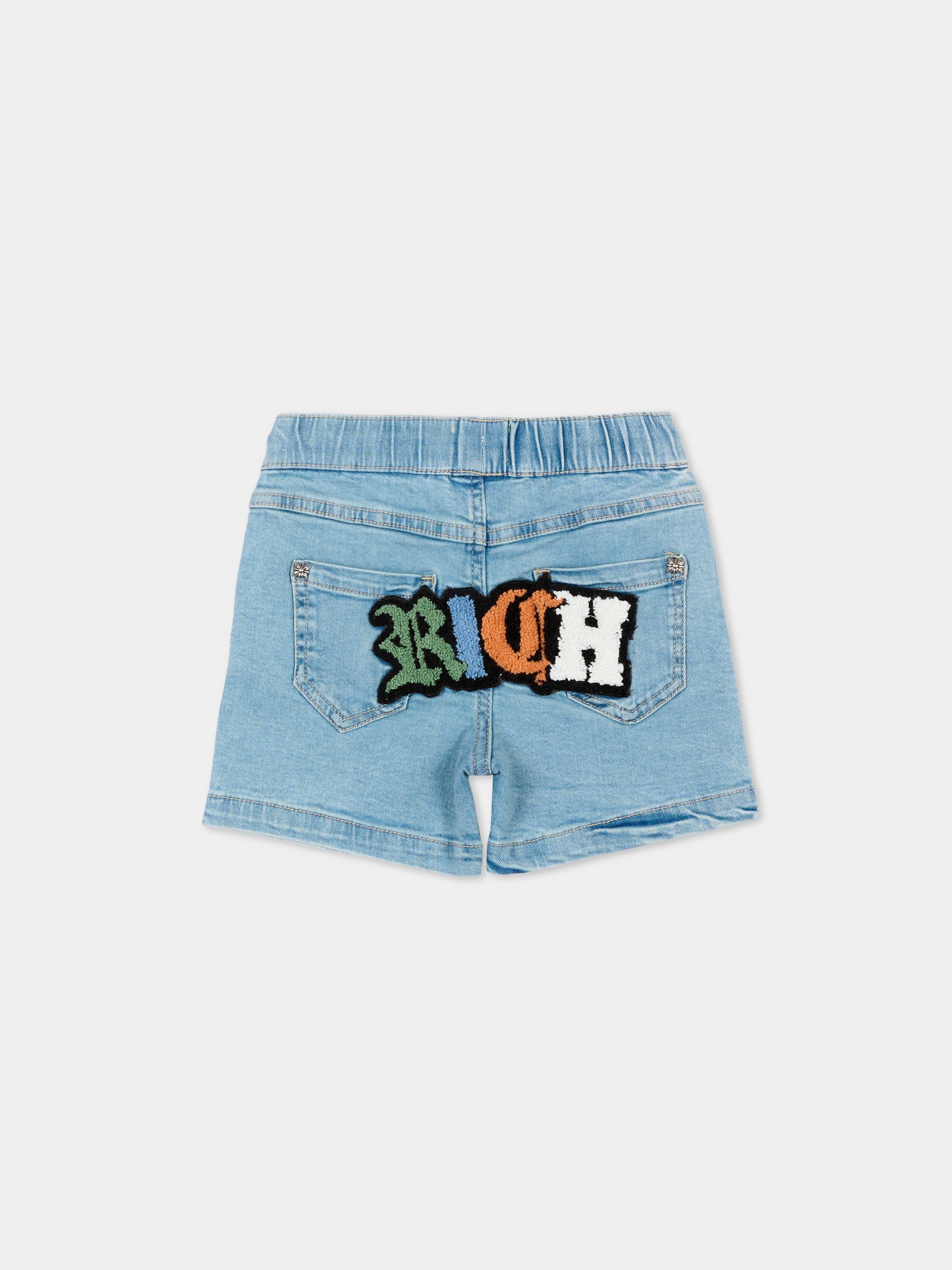 Shorts denim per neonato con ricamo,Richmond,RIP26107BE DENIM BLUE LIGHT