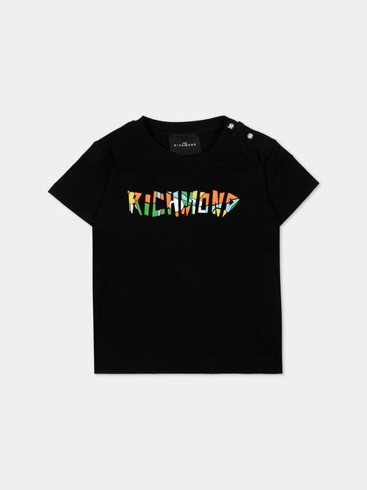 T-Shirt nera per neonato con logo,Richmond,RIP26108TS BLACK