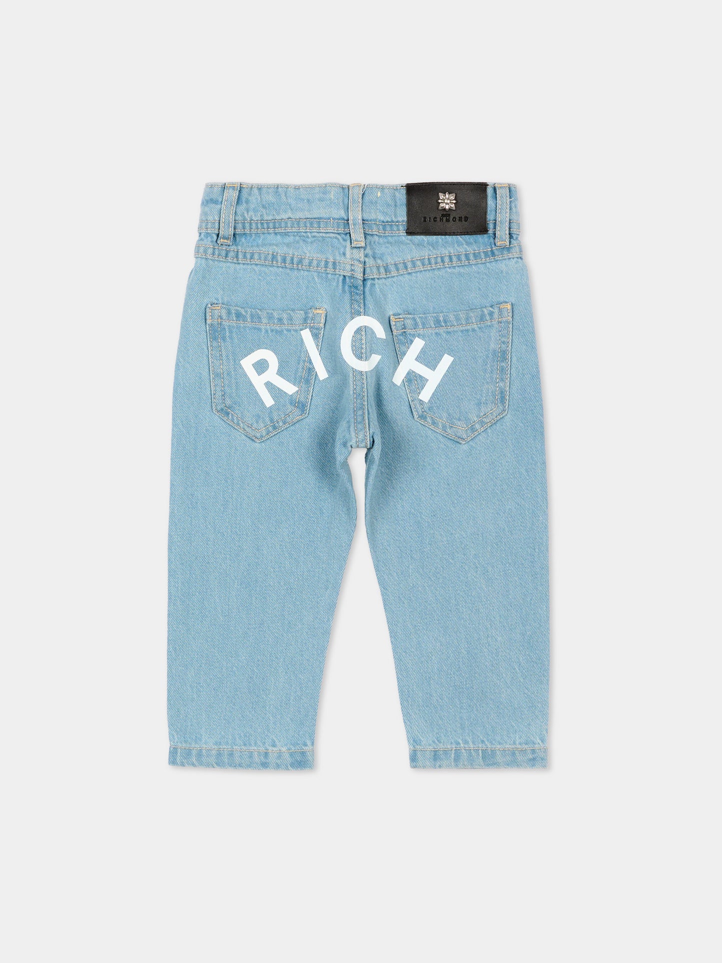 Jeans denim per neonato con maxi logo,Richmond,RIP26137JE DENIM BLUE LIGHT