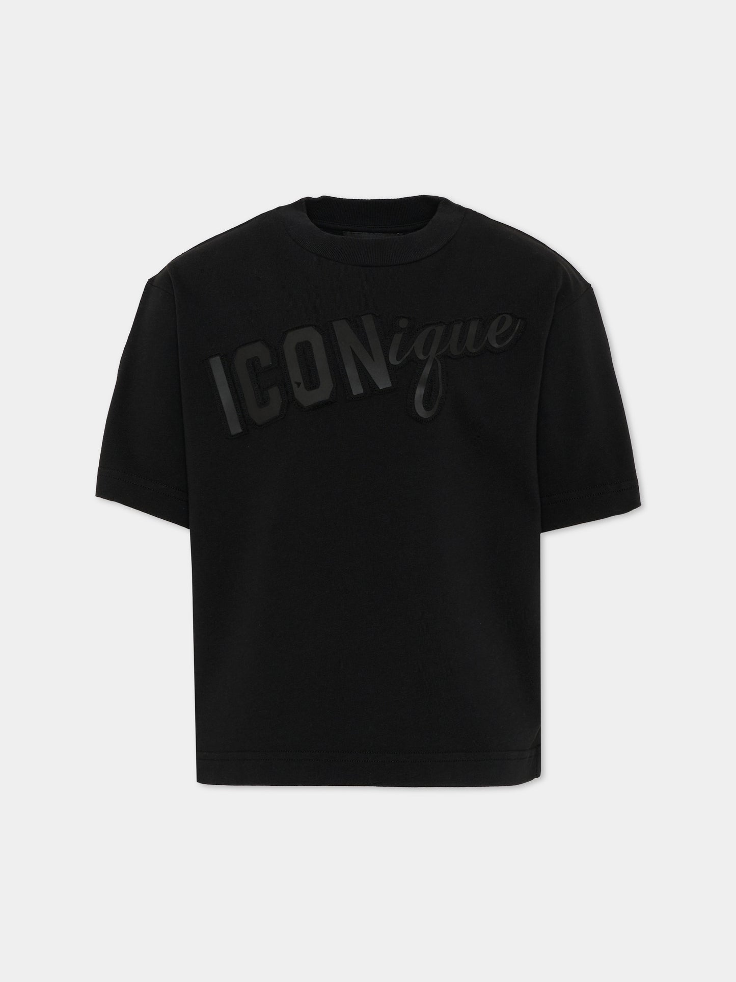 T-Shirt nera per bambino con logo,Dsquared2,DQ3388 D0AG7 DQ900