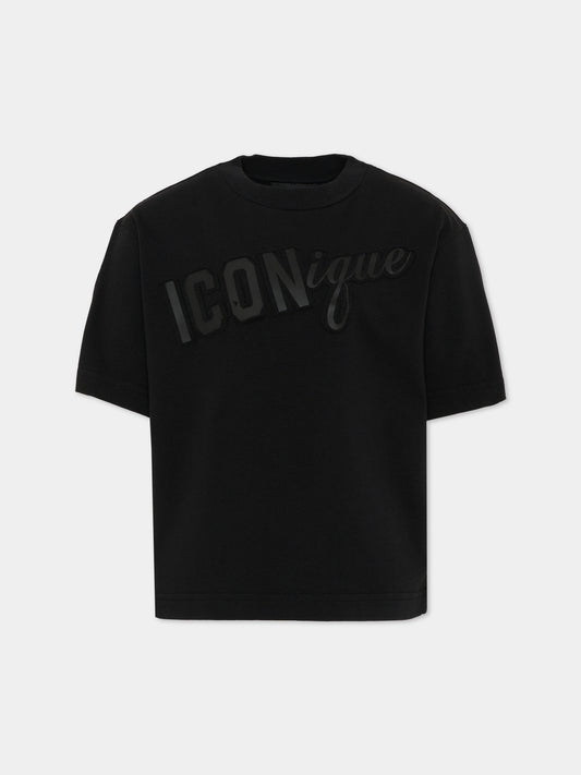 T-Shirt nera per bambino con logo,Dsquared2,DQ3388 D0AG7 DQ900