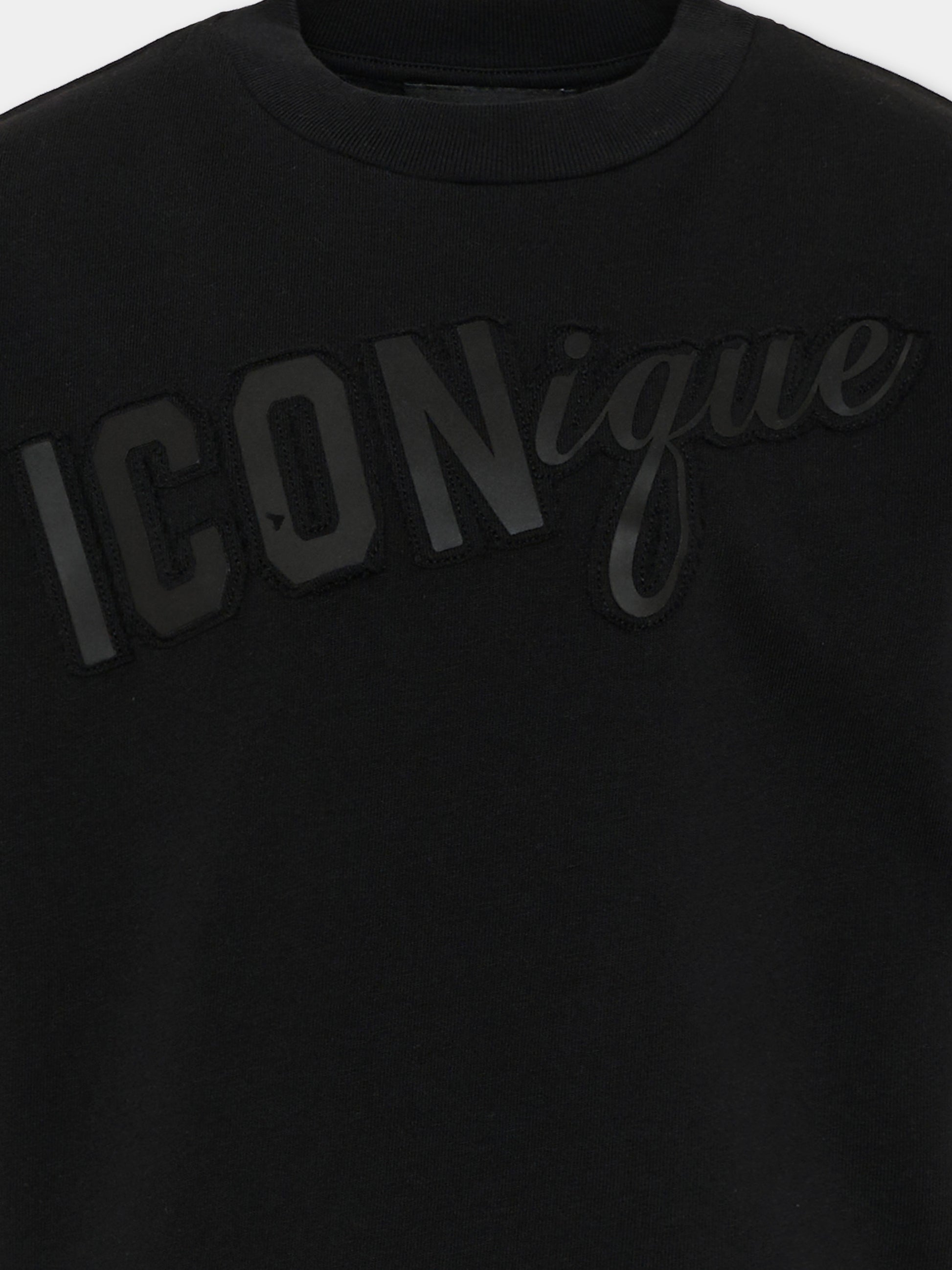 T-Shirt nera per bambino con logo,Dsquared2,DQ3388 D0AG7 DQ900