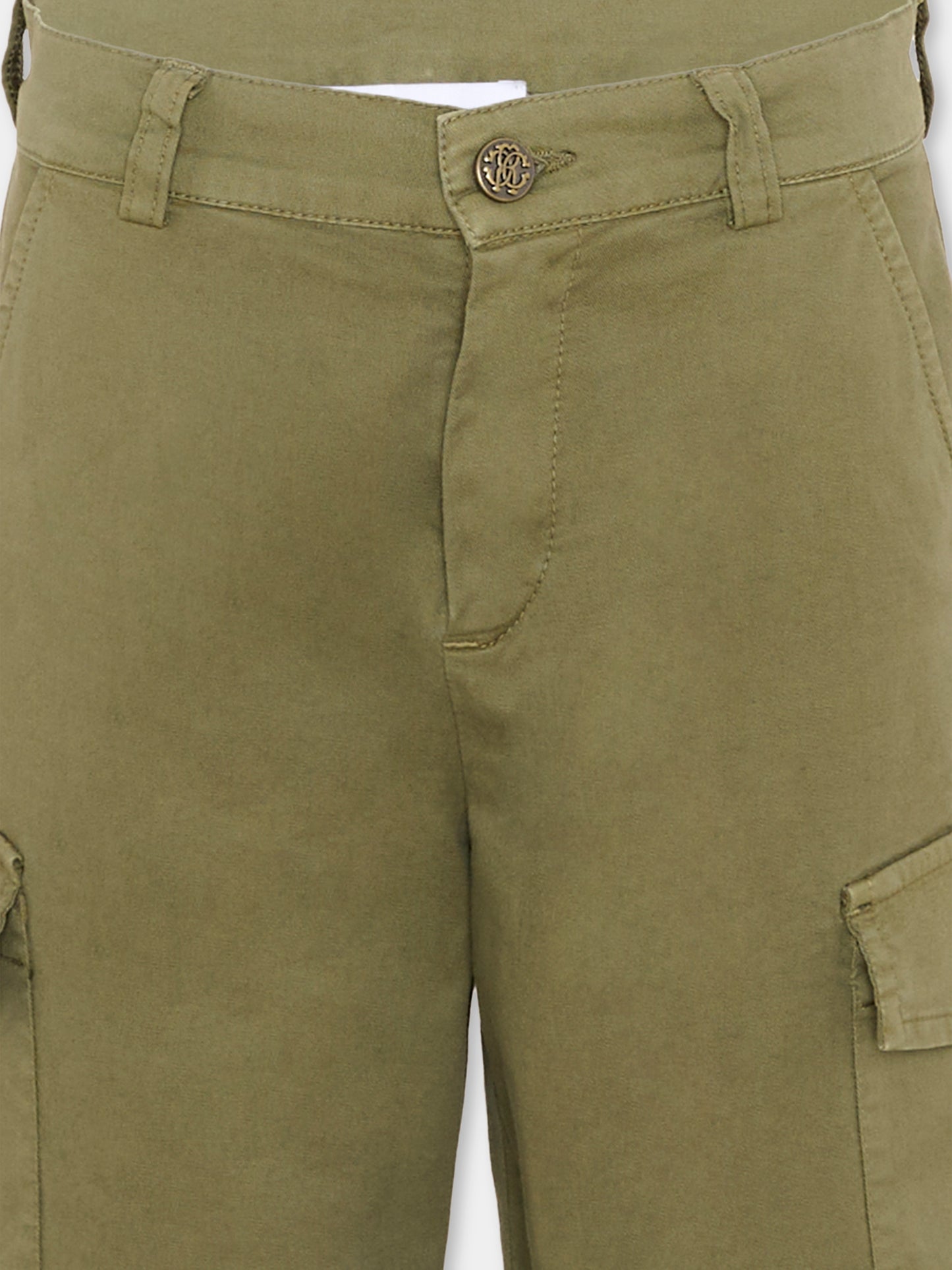 Shorts verdi cargo per bambino,Roberto Cavalli Kids,CBP26151BE GREEN MAYFLY