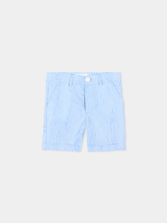 Shorts celeste per neonato con motivo jacquard,Roberto Cavalli Kids,CIP26065BE BLUE SHADOW