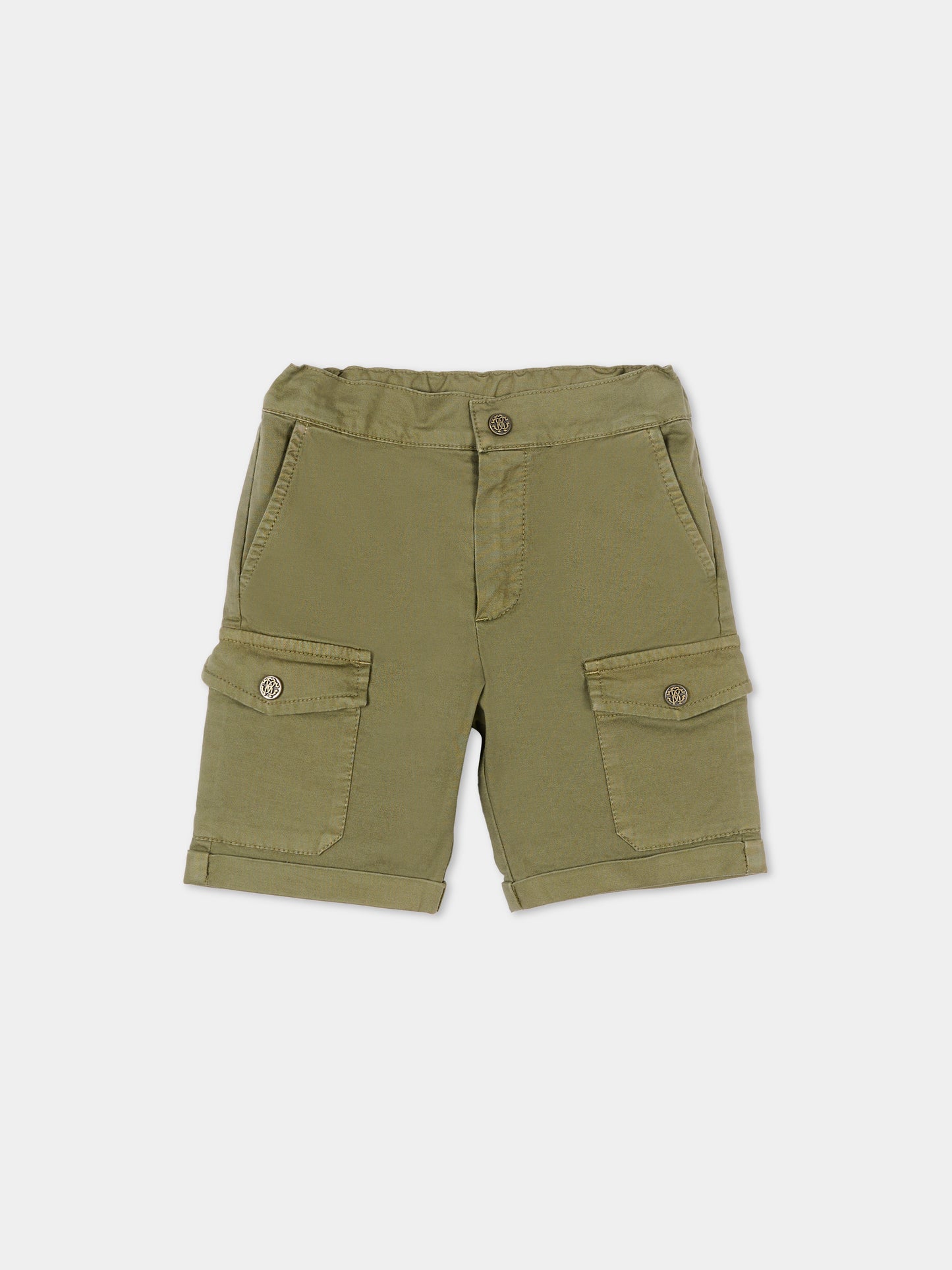 Shorts verdi per neonato con tasche,Roberto Cavalli Kids,CIP26086BE GREEN MAYFLY