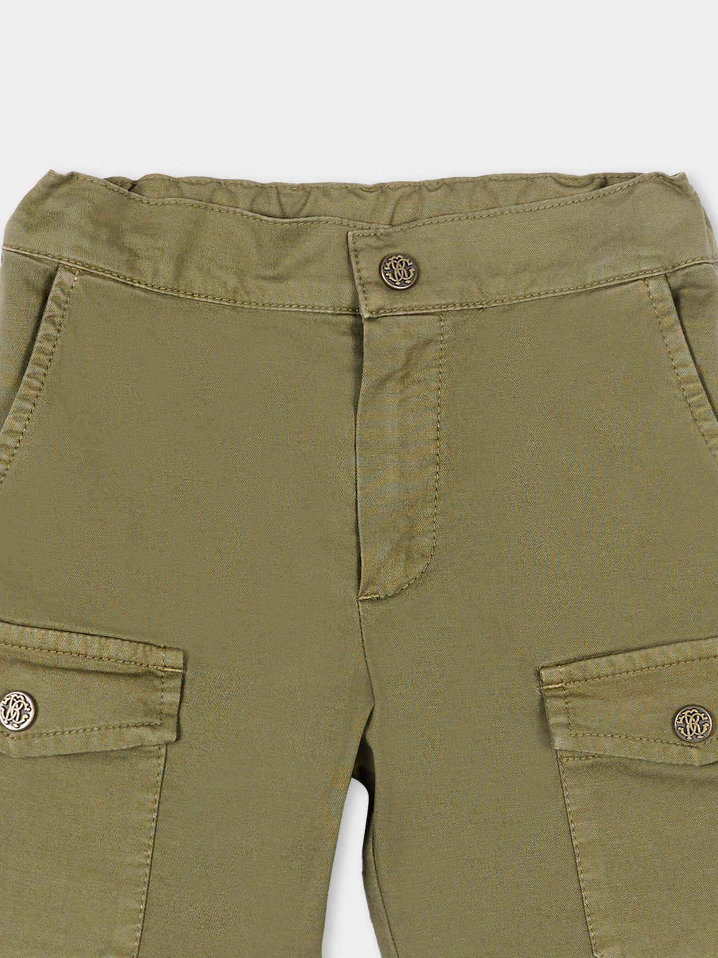 Shorts verdi per neonato con tasche,Roberto Cavalli Kids,CIP26086BE GREEN MAYFLY