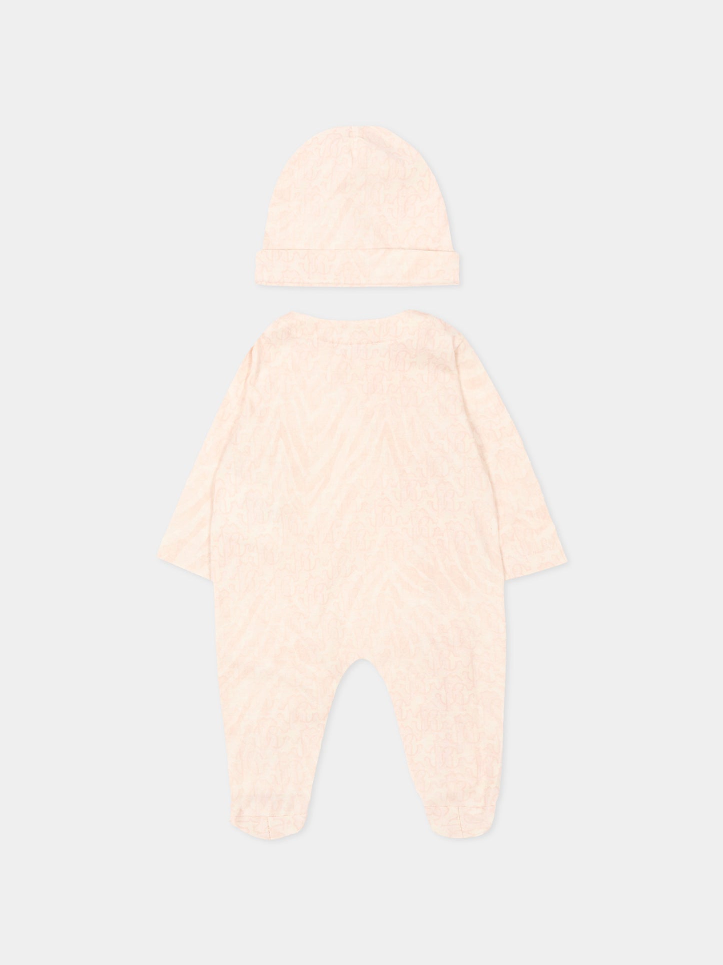 Set tutina rosa per neonata con stampa monogram,Roberto Cavalli Kids,CLP26001TU ZEBRA ROSA
