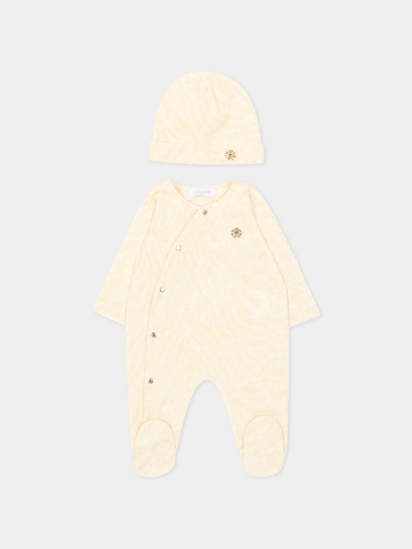 Set tutina avorio per neonati animalier,Roberto Cavalli Kids,CLP26002TU ZEBRA AVORIO