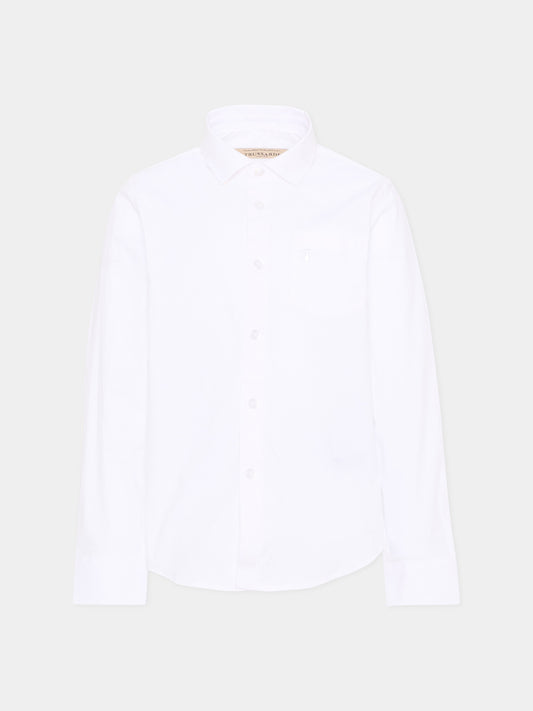 Camicia bianca per bambino con levriero,Trussardi Junior,TBP26028CA WHITE