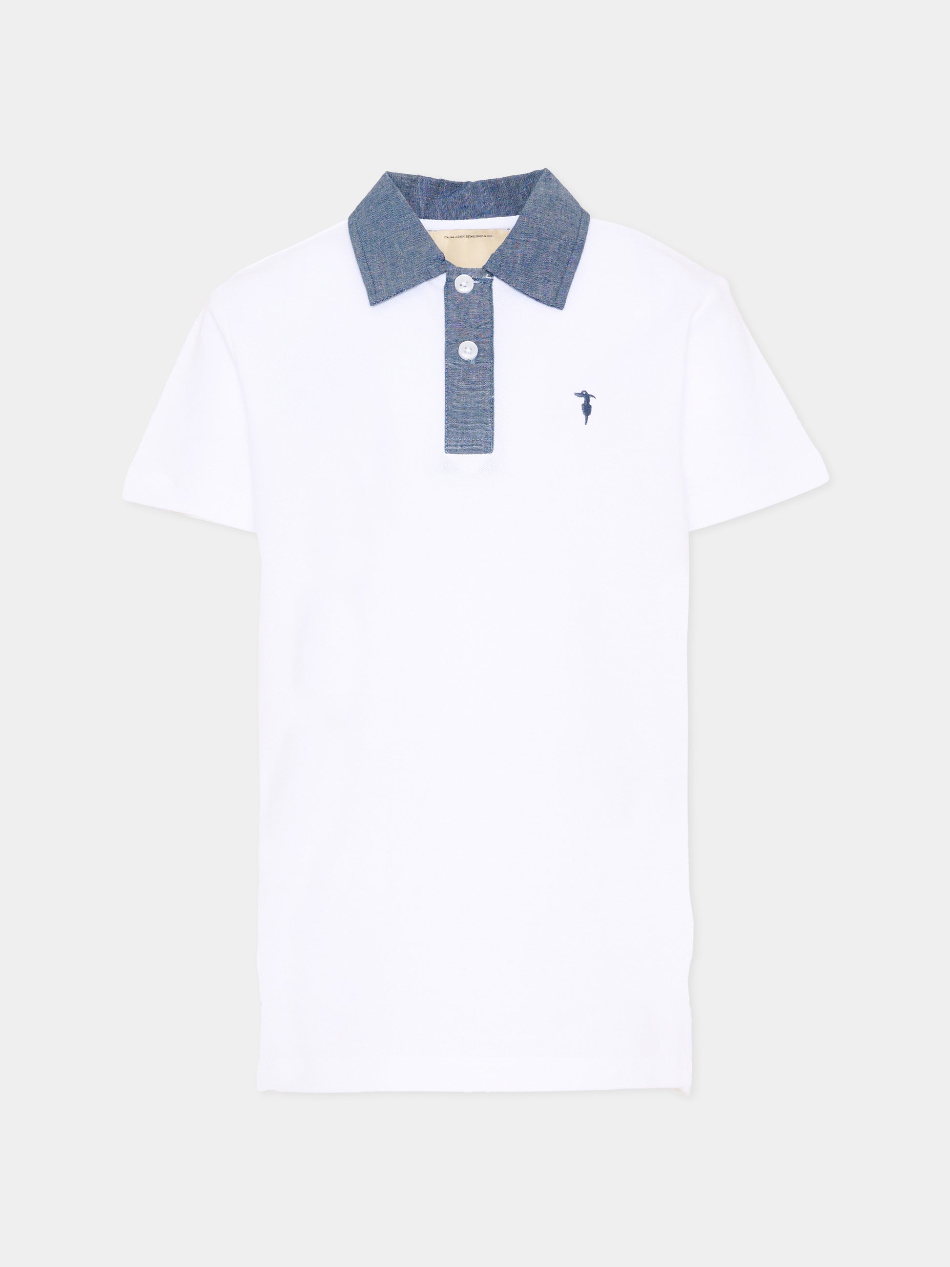 Polo bianca per bambino con levriero,Trussardi Junior,TBP26037PO WHITE