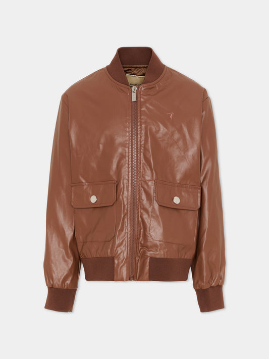 Giubbotto marrone per bambino,Trussardi Junior,TBP26123GB BROWN MACCHIATO