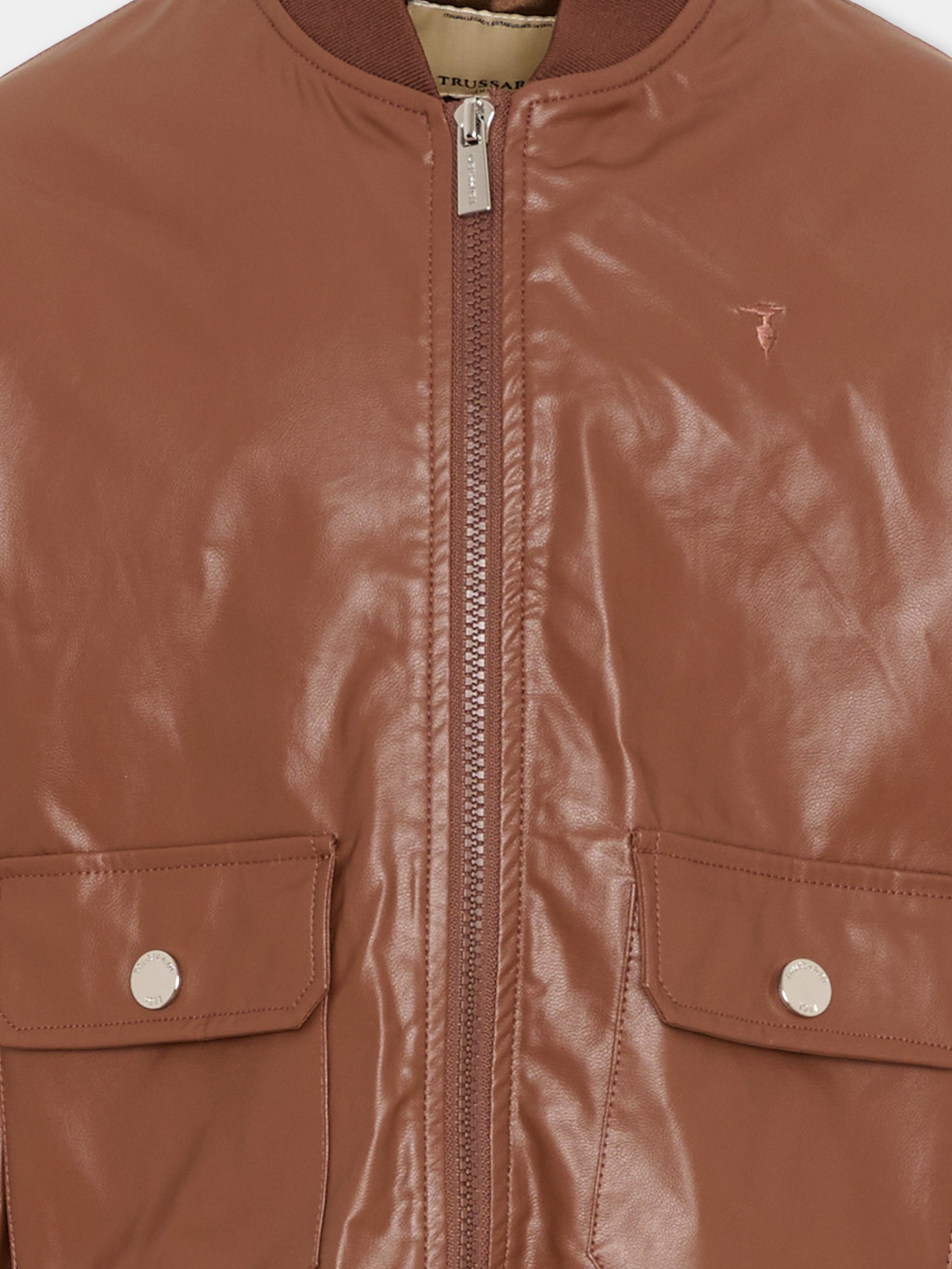 Giubbotto marrone per bambino,Trussardi Junior,TBP26123GB BROWN MACCHIATO