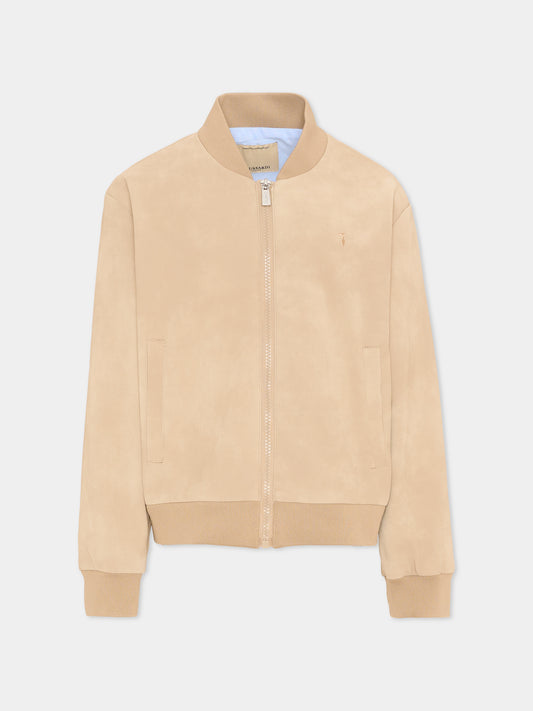 Bomber beige per bambino con levriero,Trussardi Junior,TBP26143GB BROWN INCENSE