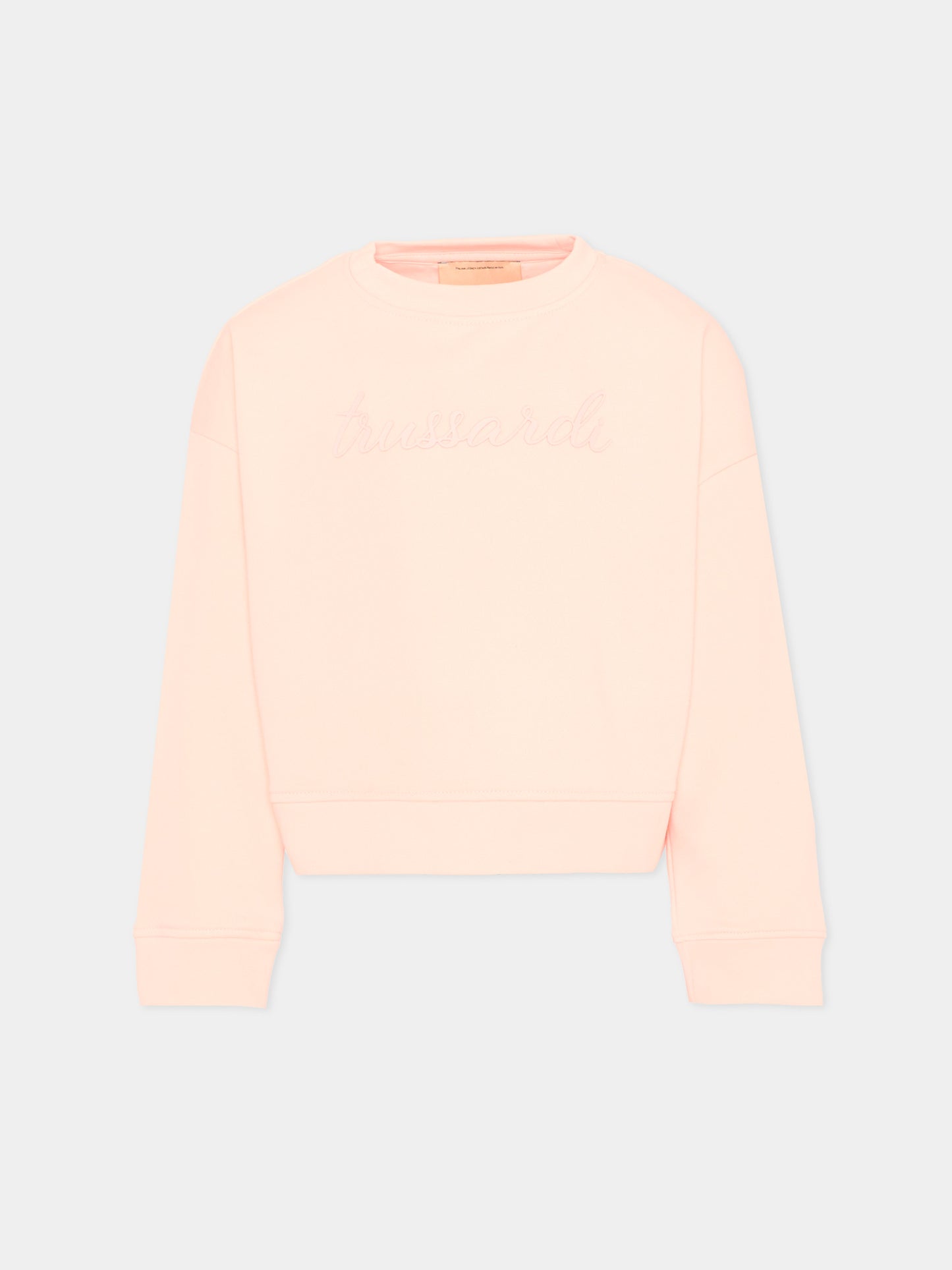 Felpa rosa per bambina con logo,Trussardi Junior,TGP26002FE PINK SCALLOP SHELL
