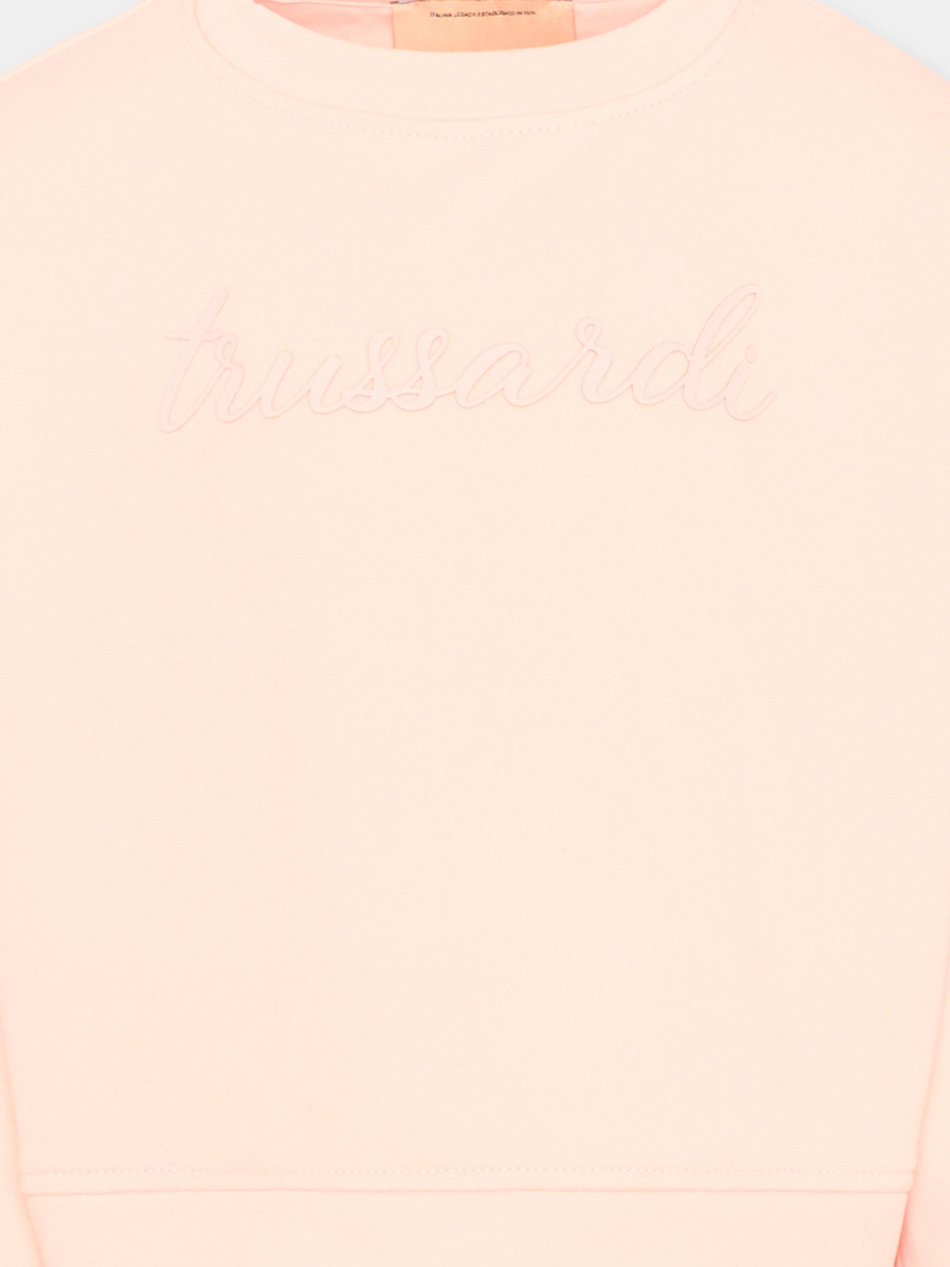 Felpa rosa per bambina con logo,Trussardi Junior,TGP26002FE PINK SCALLOP SHELL
