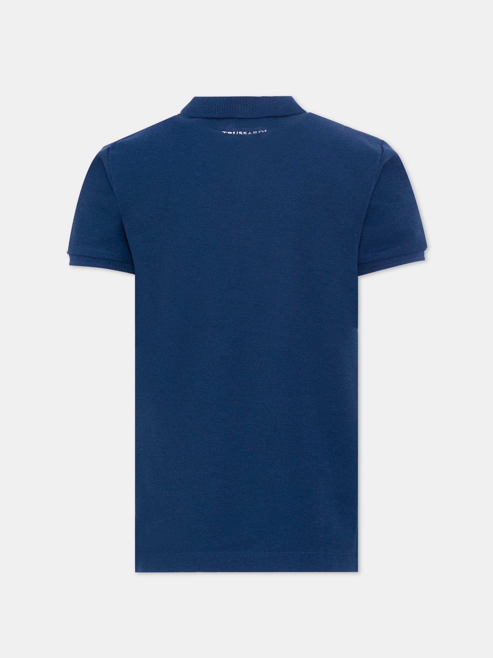 Polo blu per bambino con levriero,Trussardi Junior,TIP26002PO BLUE ESTATE