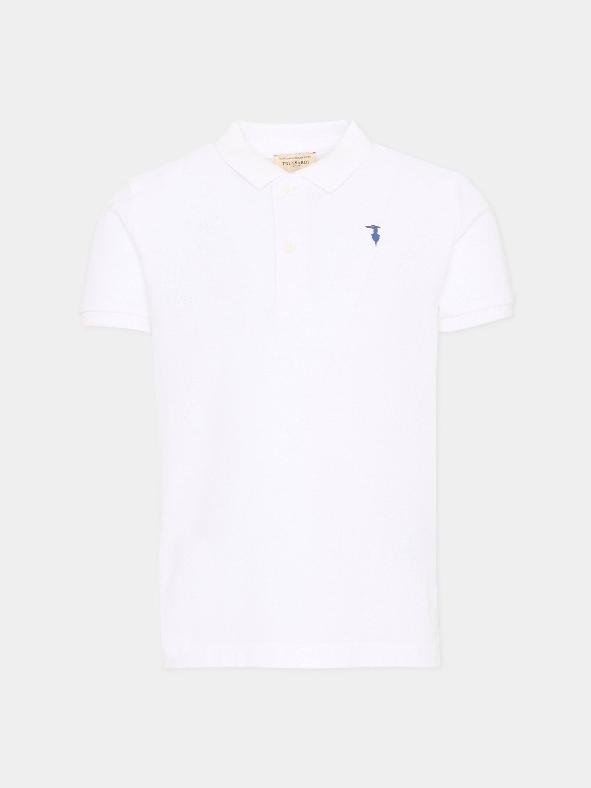 Polo bianca per bambino con levriero,Trussardi Junior,TIP26002PO WHITE OPTICAL